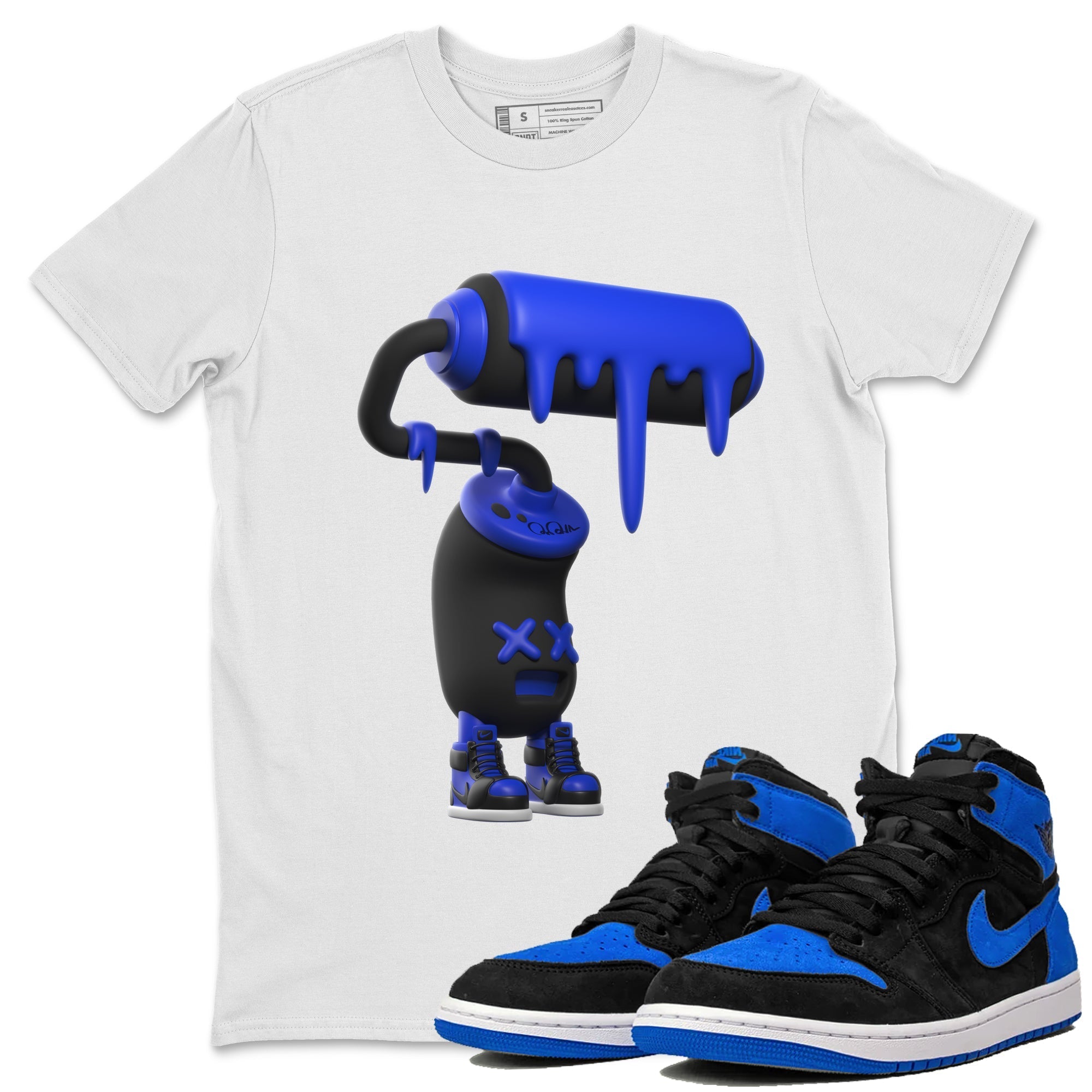 Air Jordan 1 Royal Reimagined shirt to match jordans 3D Paint Roller sneaker tees AJ1 OG HIGH Royal Reimagined Drip Gear Zone Unisex Sneaker Tees and Sneaker Match T-Shirt White 1 T-Shirt