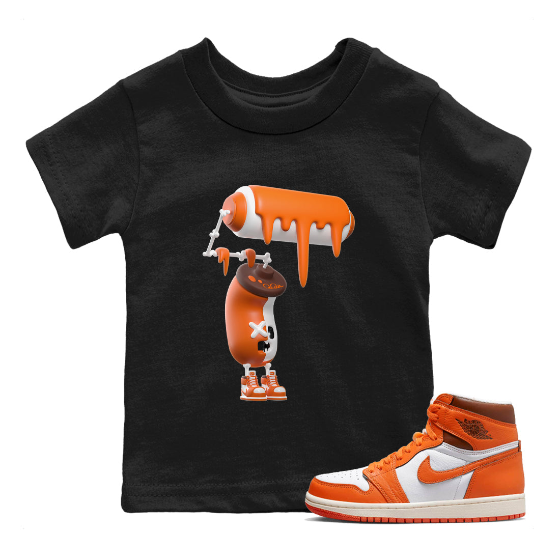 Air Jordan 1 Starfish shirt to match jordans 3D Paint Roller Streetwear Sneaker Shirt AJ1Starfish Drip Gear Zone Sneaker Matching Clothing Baby Toddler Black 1 T-Shirt Halloween Custumes