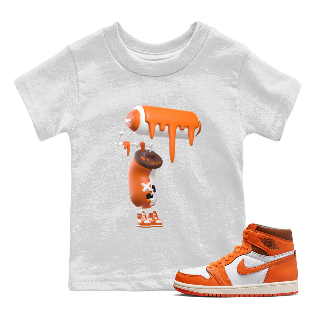 Air Jordan 1 Starfish shirt to match jordans 3D Paint Roller Streetwear Sneaker Shirt AJ1Starfish Drip Gear Zone Sneaker Matching Clothing Baby Toddler White 1 T-Shirt Halloween Custumes