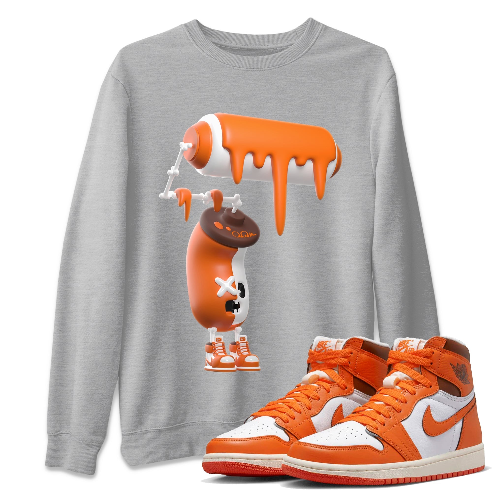Air Jordan 1 Starfish shirt to match jordans 3D Paint Roller Streetwear Sneaker Shirt AJ1Starfish Drip Gear Zone Sneaker Matching Clothing Unisex Heather Grey 1 T-Shirt Halloween Custumes