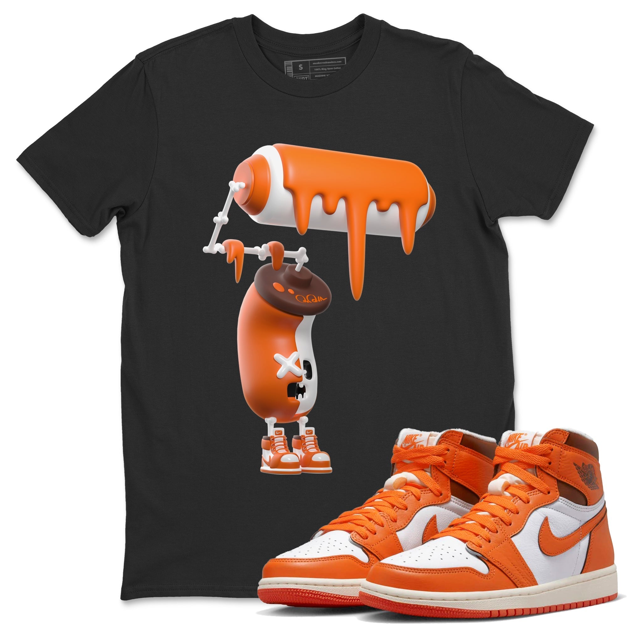Air Jordan 1 Starfish shirt to match jordans 3D Paint Roller Streetwear Sneaker Shirt AJ1Starfish Drip Gear Zone Sneaker Matching Clothing Unisex Black 1 T-Shirt Halloween Custumes