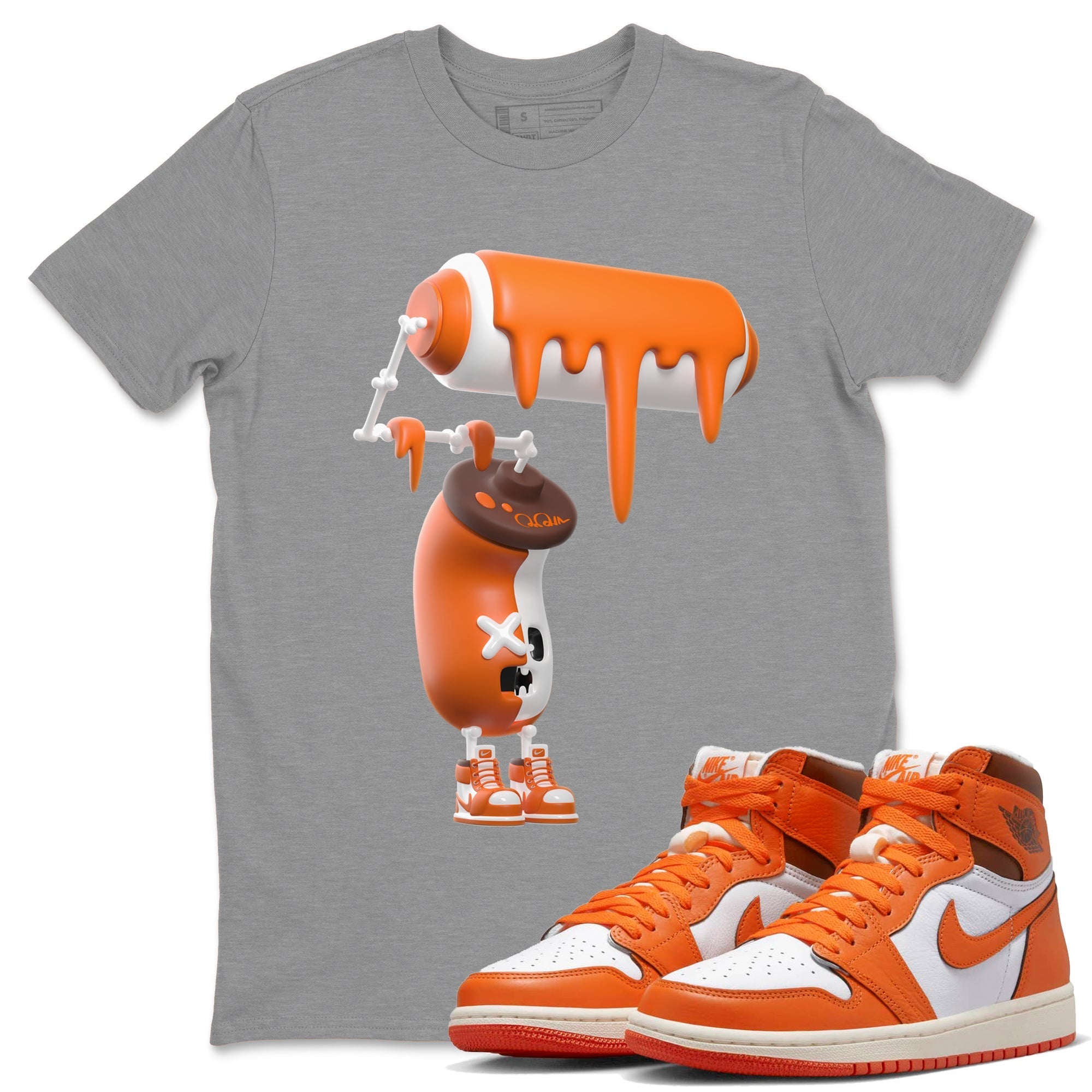 Air Jordan 1 Starfish shirt to match jordans 3D Paint Roller Streetwear Sneaker Shirt AJ1Starfish Drip Gear Zone Sneaker Matching Clothing Unisex Heather Grey 1 T-Shirt Halloween Custumes