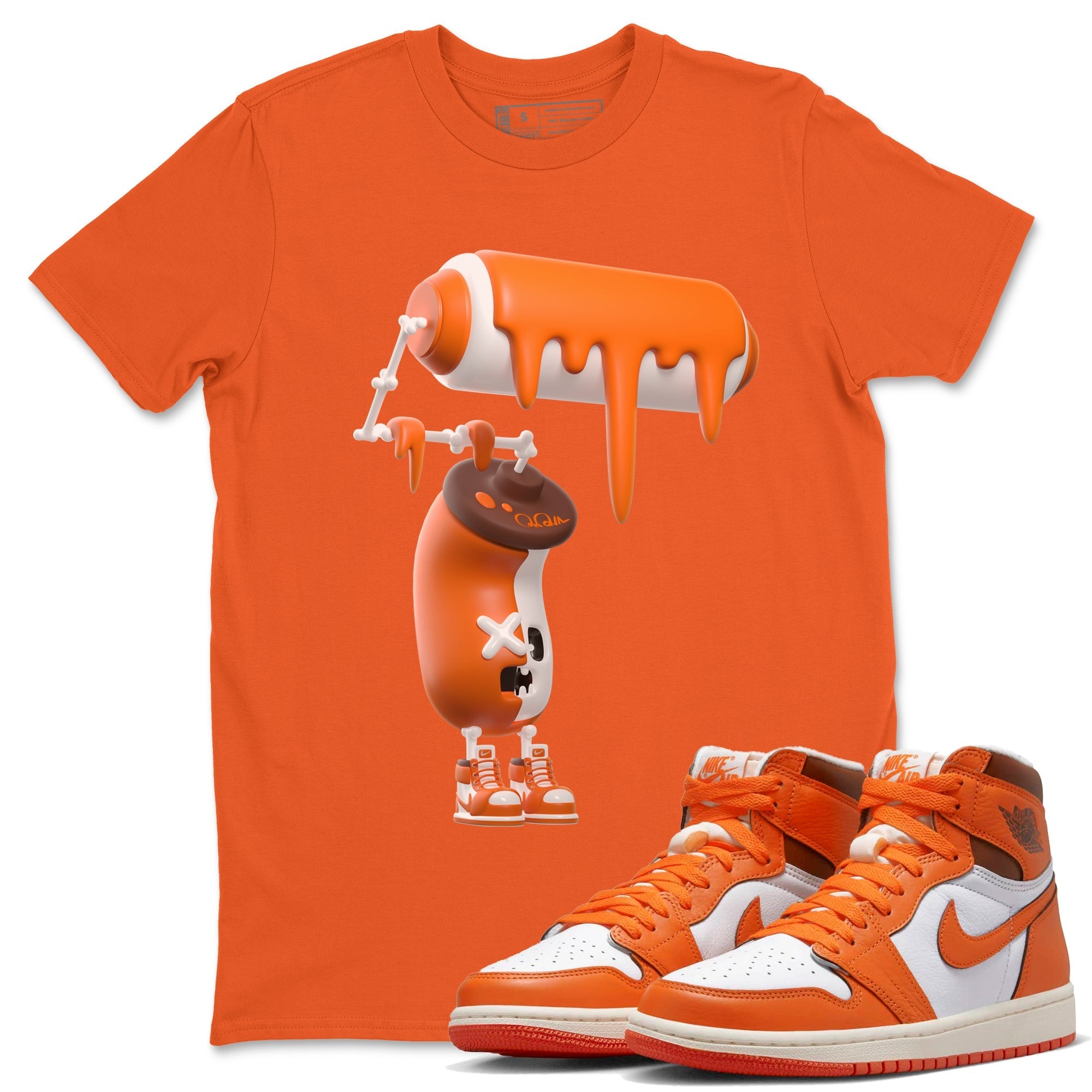 Air Jordan 1 Starfish shirt to match jordans 3D Paint Roller Streetwear Sneaker Shirt AJ1Starfish Drip Gear Zone Sneaker Matching Clothing Unisex Orange 1 T-Shirt Halloween Custumes