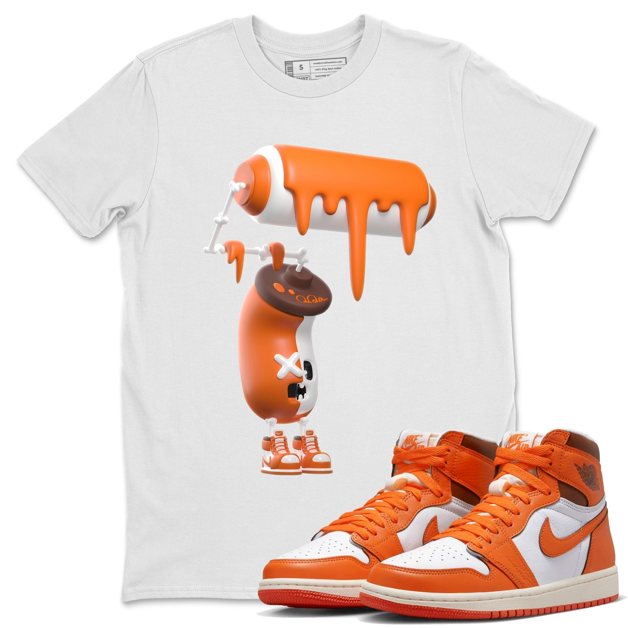 Air Jordan 1 Starfish shirt to match jordans 3D Paint Roller Streetwear Sneaker Shirt AJ1Starfish Drip Gear Zone Sneaker Matching Clothing Unisex White 1 T-Shirt Halloween Custumes