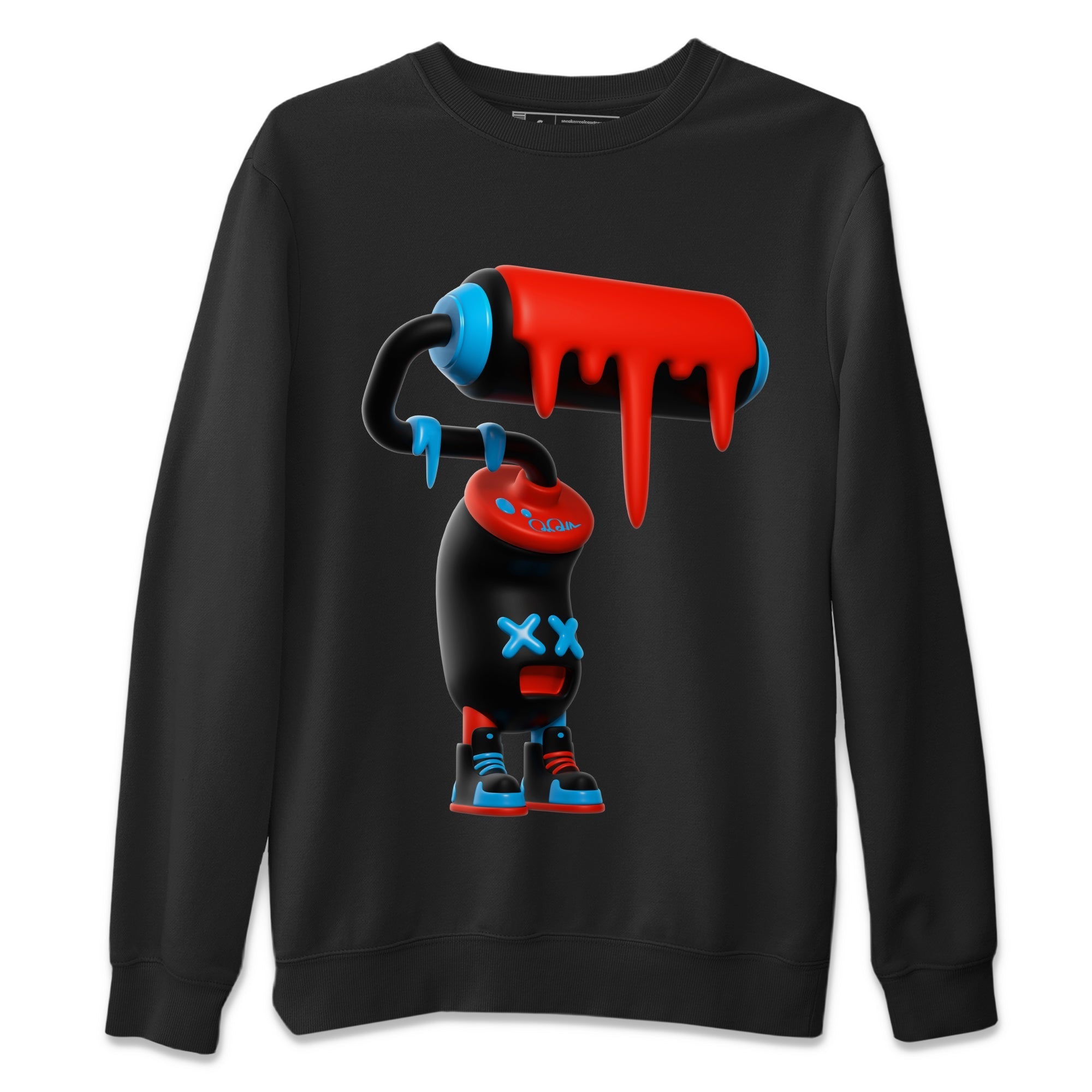 Air Jordan 1 UNC to Chicago Sneaker Match Tees 3D Paint Roller Streetwear Sneaker Shirt AJ1 UNC to Chicago Sneaker Release Tees Unisex Shirts Black 2