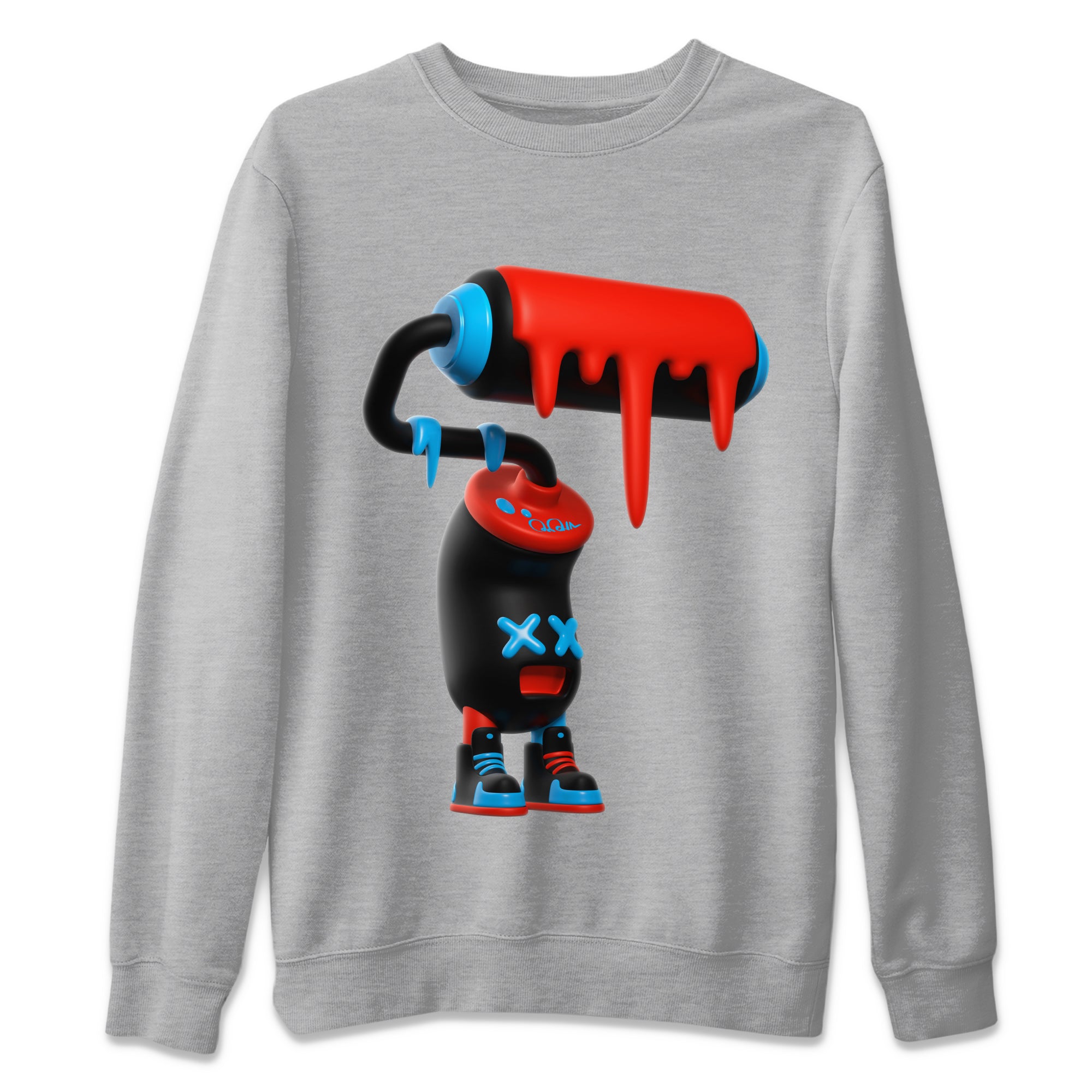 Air Jordan 1 UNC to Chicago Sneaker Match Tees 3D Paint Roller Streetwear Sneaker Shirt AJ1 UNC to Chicago Sneaker Release Tees Unisex Shirts Heather Grey 2