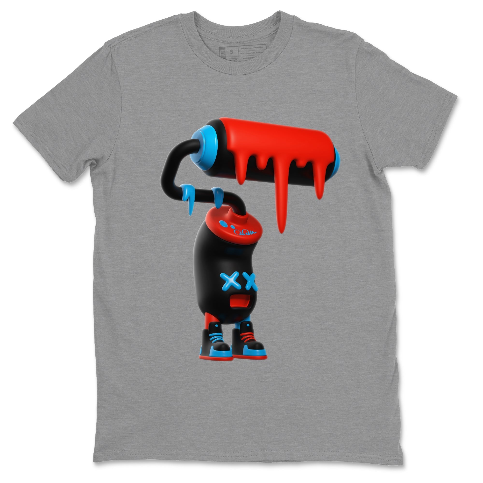Air Jordan 1 UNC to Chicago Sneaker Match Tees 3D Paint Roller Streetwear Sneaker Shirt AJ1 UNC to Chicago Sneaker Release Tees Unisex Shirts Heather Grey 2