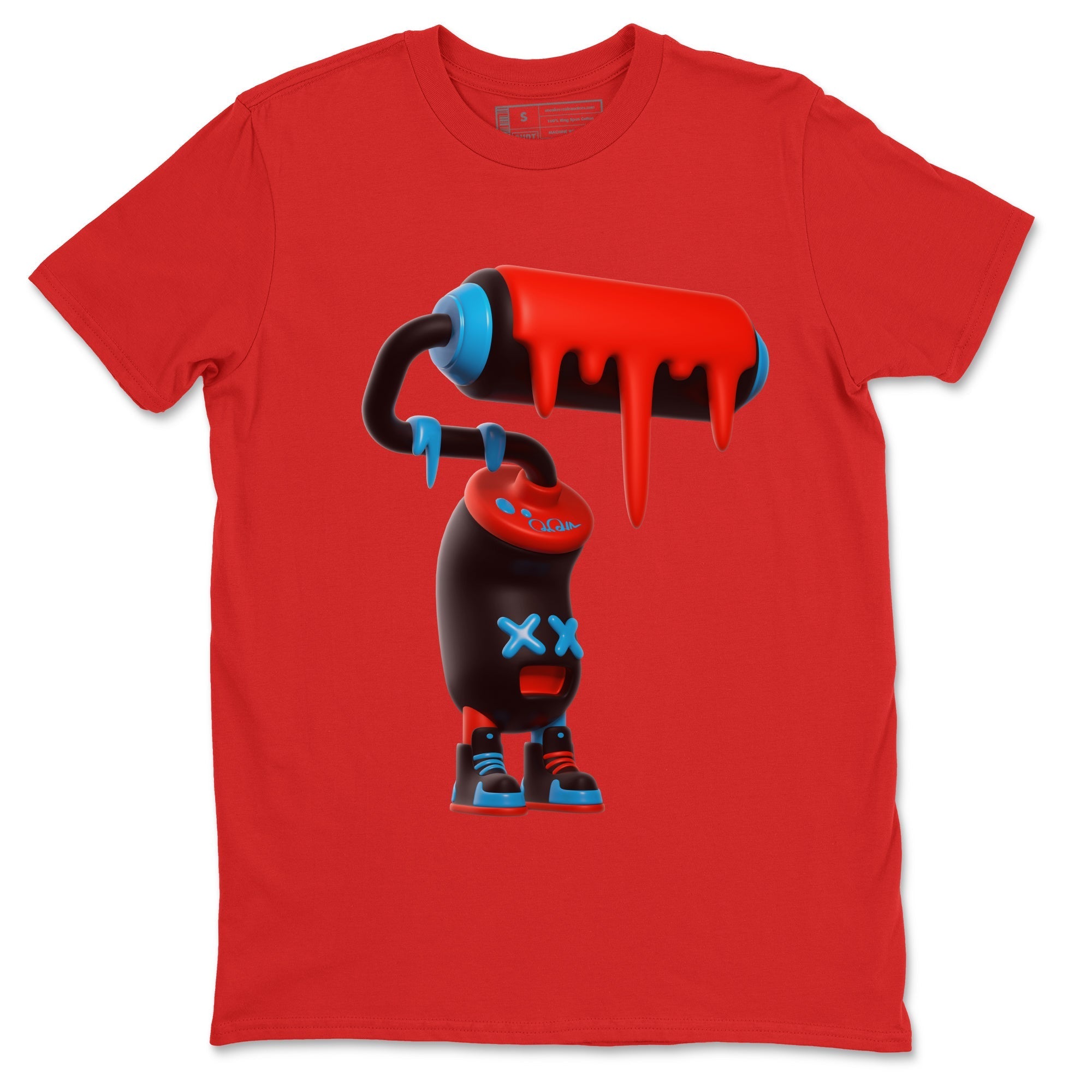 Air Jordan 1 UNC to Chicago Sneaker Match Tees 3D Paint Roller Streetwear Sneaker Shirt AJ1 UNC to Chicago Sneaker Release Tees Unisex Shirts Red 2