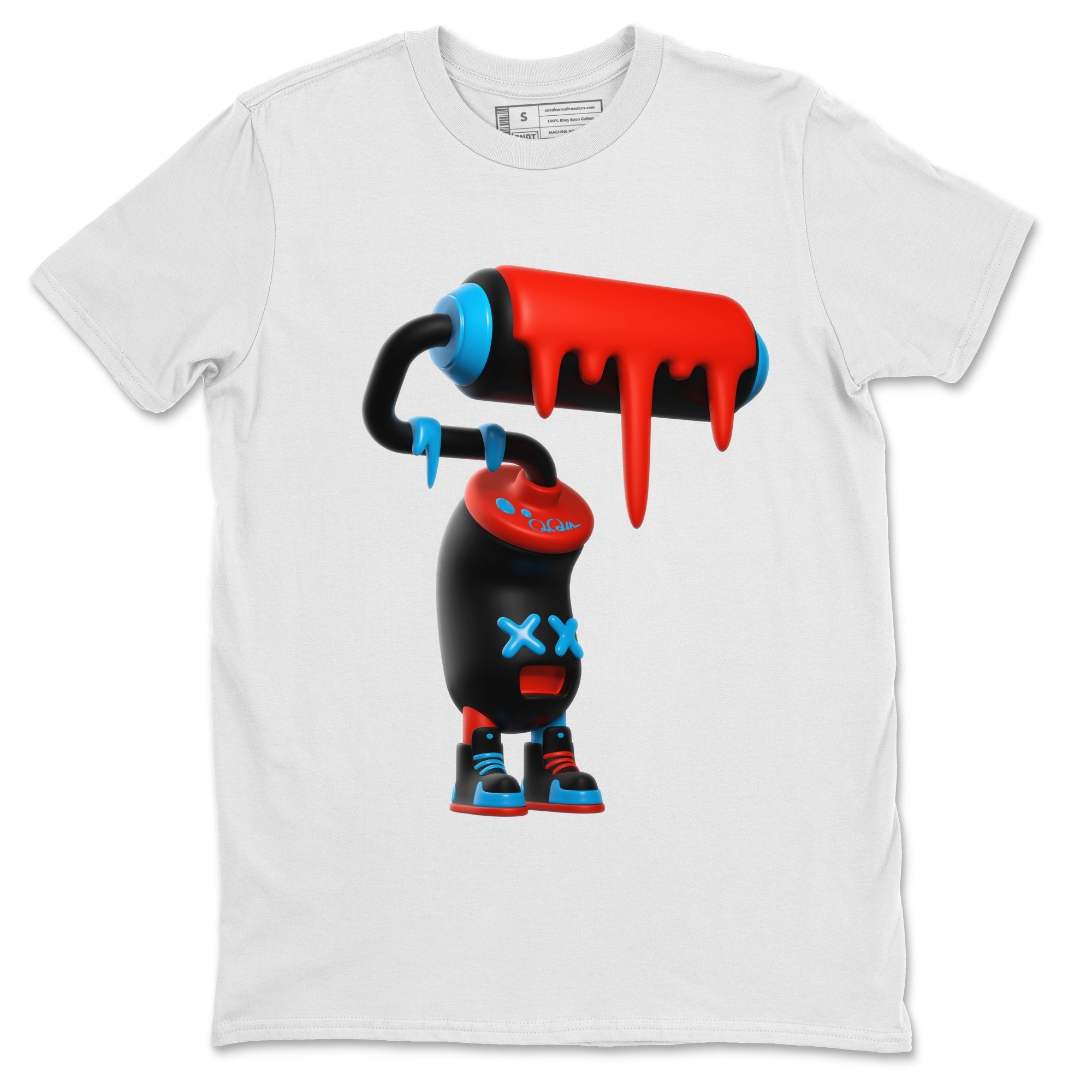 Air Jordan 1 UNC to Chicago Sneaker Match Tees 3D Paint Roller Streetwear Sneaker Shirt AJ1 UNC to Chicago Sneaker Release Tees Unisex Shirts White 2