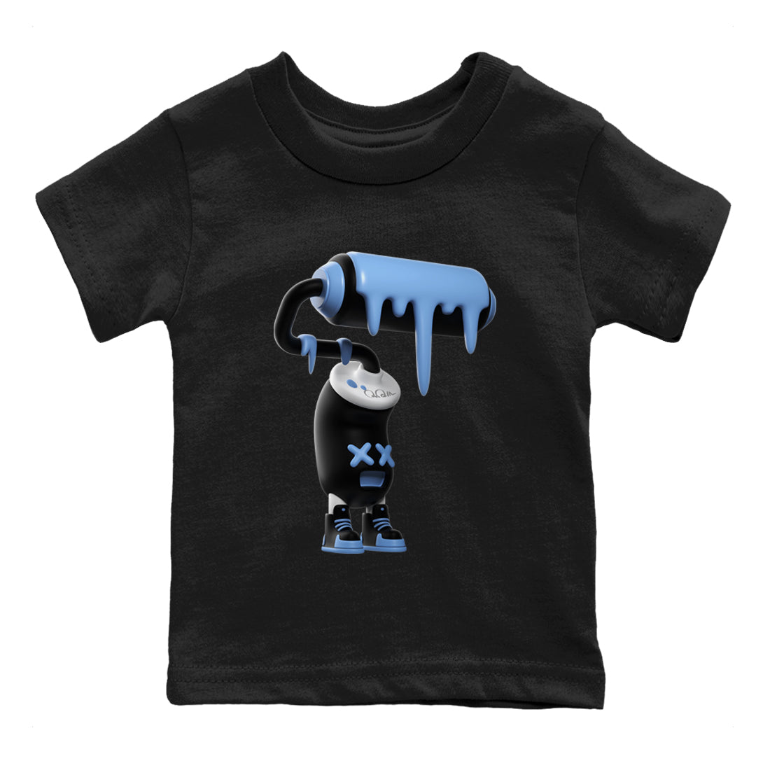 Air Jordan 1 Retro High OG UNC Toe Shirt to match Jordans 3D Paint Roller Streetwear Sneaker Shirt 1s UNC Toe Drip Gear Zone Sneaker Matching Clothing Kids and Baby Tees Black 2