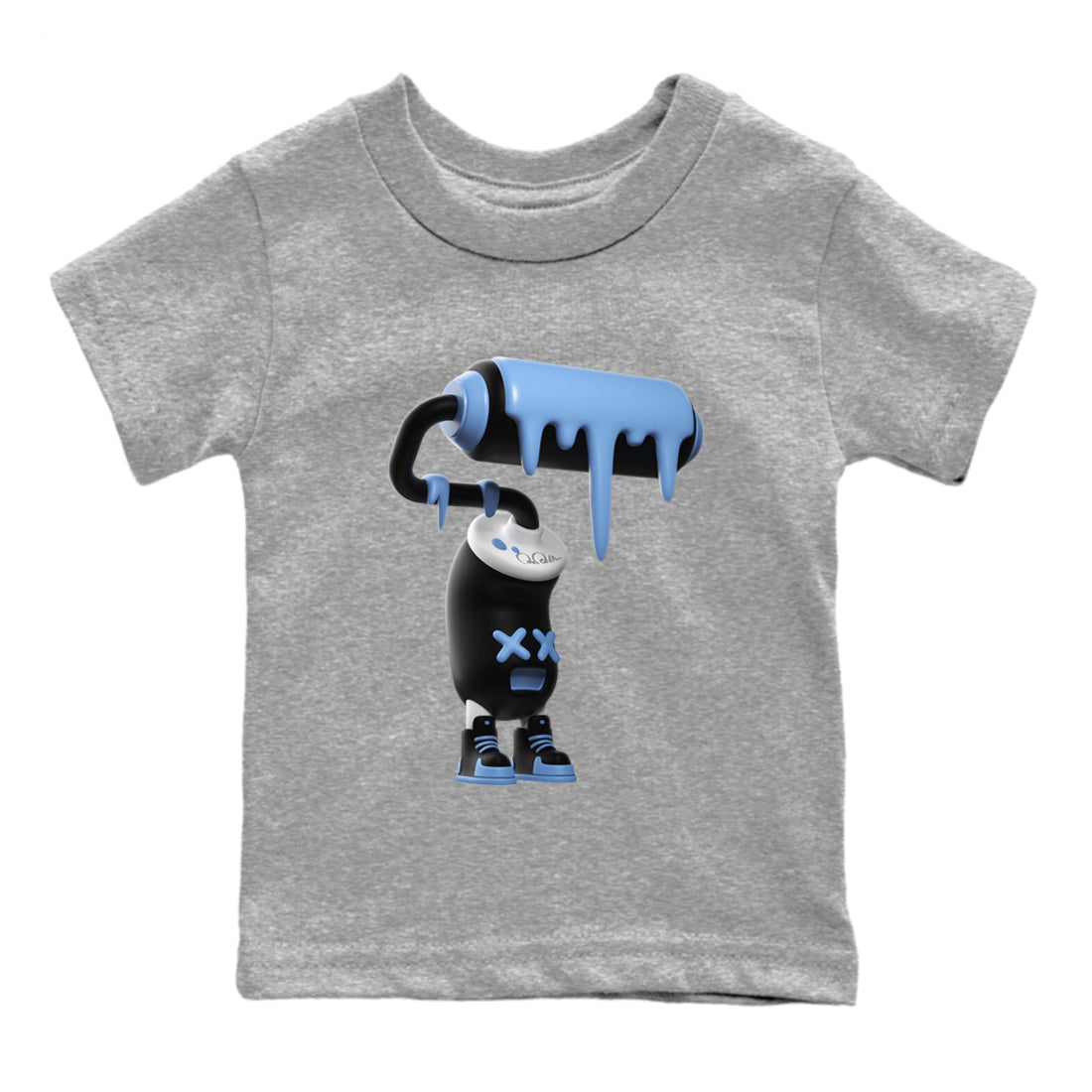 Air Jordan 1 Retro High OG UNC Toe Shirt to match Jordans 3D Paint Roller Streetwear Sneaker Shirt 1s UNC Toe Drip Gear Zone Sneaker Matching Clothing Kids and Baby Tees Heather Grey 2