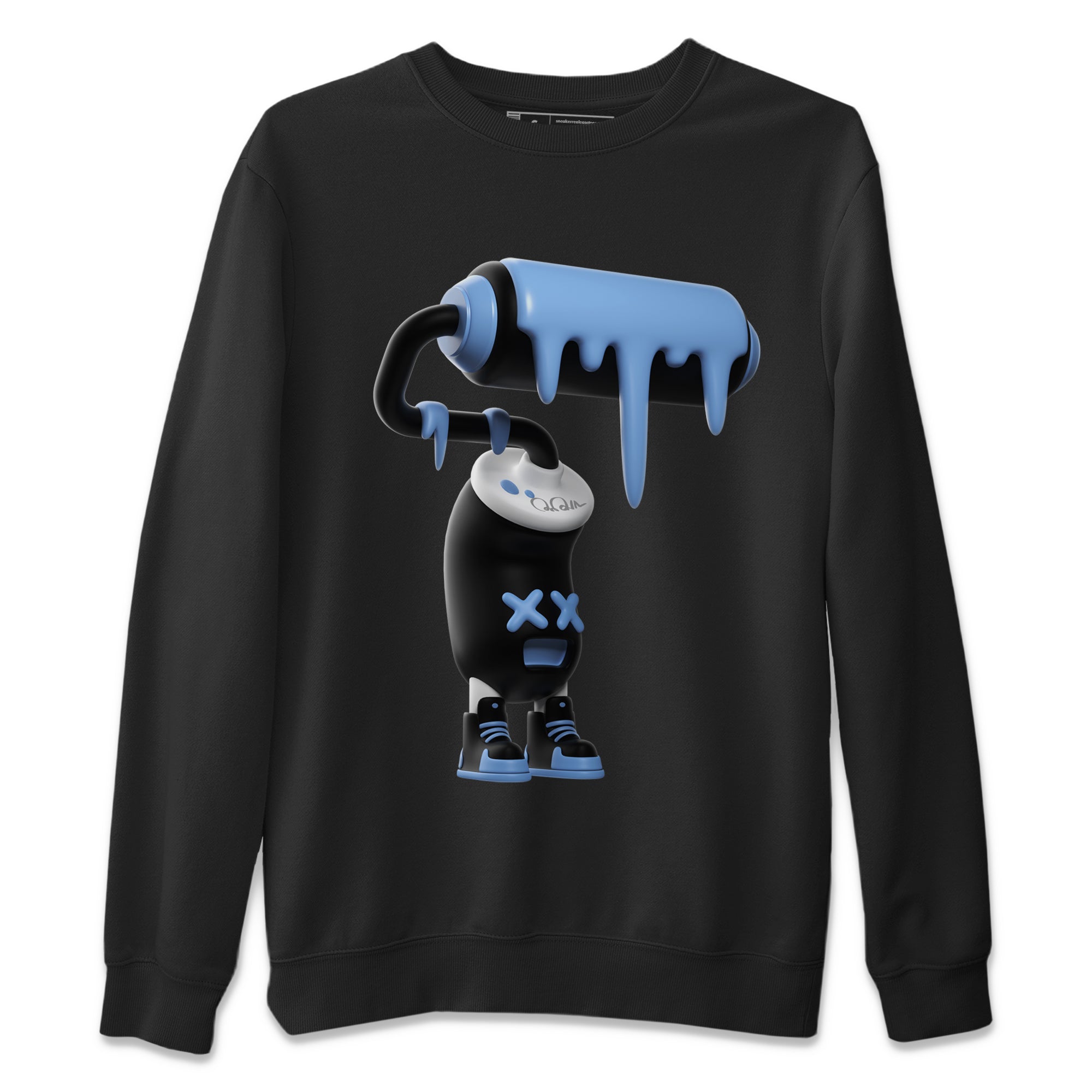 Air Jordan 1 Retro High OG UNC Toe Shirt to match Jordans 3D Paint Roller Streetwear Sneaker Shirt 1s UNC Toe Drip Gear Zone Sneaker Matching Clothing Crew Neck T-Shirts Black 2