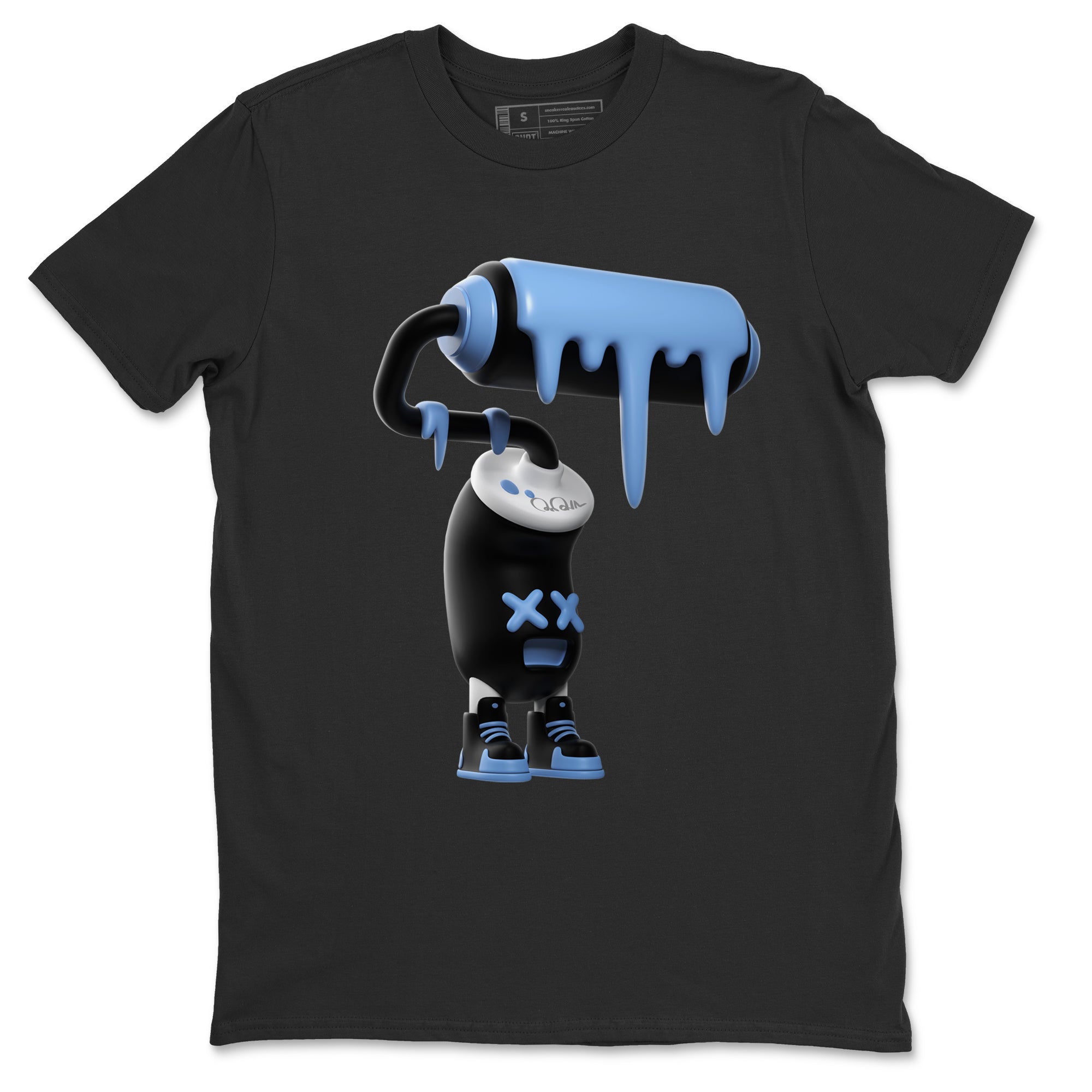 Air Jordan 1 Retro High OG UNC Toe Shirt to match Jordans 3D Paint Roller Streetwear Sneaker Shirt 1s UNC Toe Drip Gear Zone Sneaker Matching Clothing Crew Neck T-Shirts Black 2