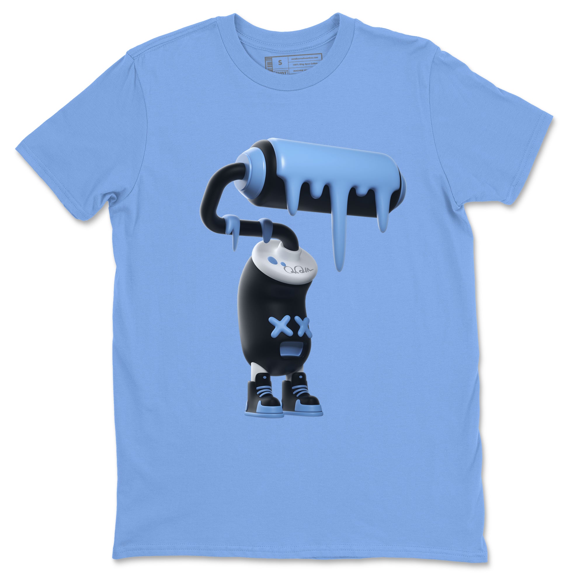 Air Jordan 1 Retro High OG UNC Toe Shirt to match Jordans 3D Paint Roller Streetwear Sneaker Shirt 1s UNC Toe Drip Gear Zone Sneaker Matching Clothing Crew Neck T-Shirts Carolina Blue 2