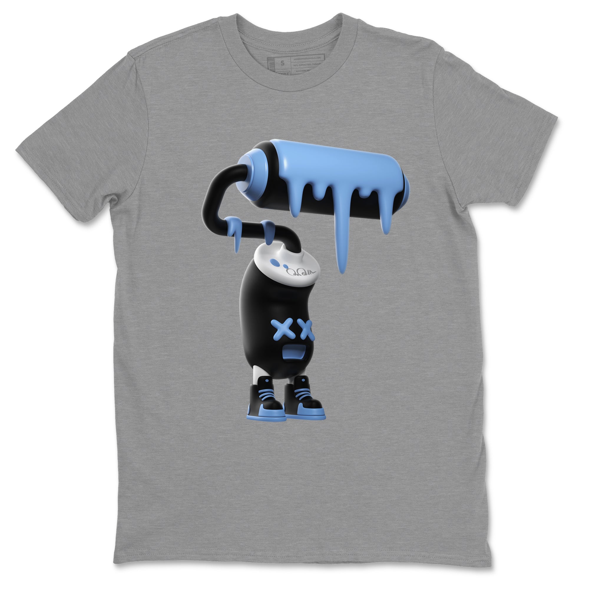Air Jordan 1 Retro High OG UNC Toe Shirt to match Jordans 3D Paint Roller Streetwear Sneaker Shirt 1s UNC Toe Drip Gear Zone Sneaker Matching Clothing Crew Neck T-Shirts Heather Grey 2