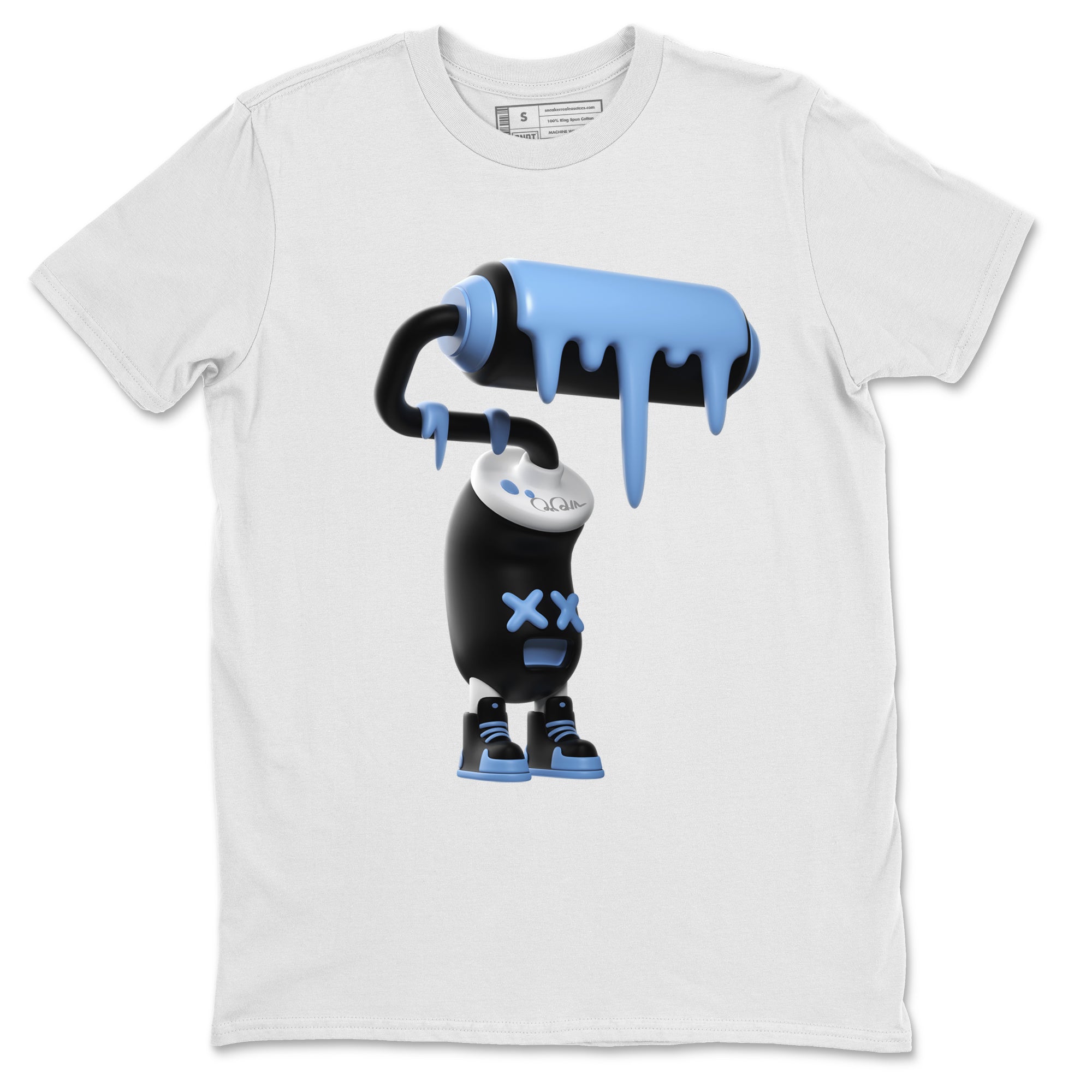 Air Jordan 1 Retro High OG UNC Toe Shirt to match Jordans 3D Paint Roller Streetwear Sneaker Shirt 1s UNC Toe Drip Gear Zone Sneaker Matching Clothing Crew Neck T-Shirts White 2