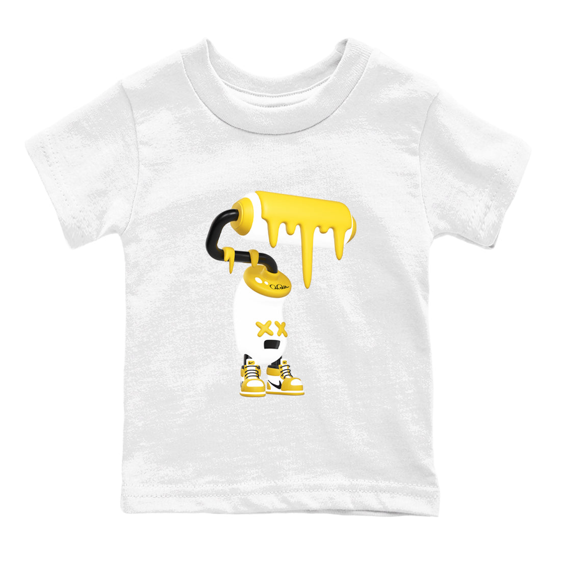 1s Yellow Ochre shirt to match jordans 3D Paint Roller sneaker tees streetwear brand Air Jordan 1 Yellow Ochre Drip Gear Zone Brand baby toddler White 2 cotton Shirt