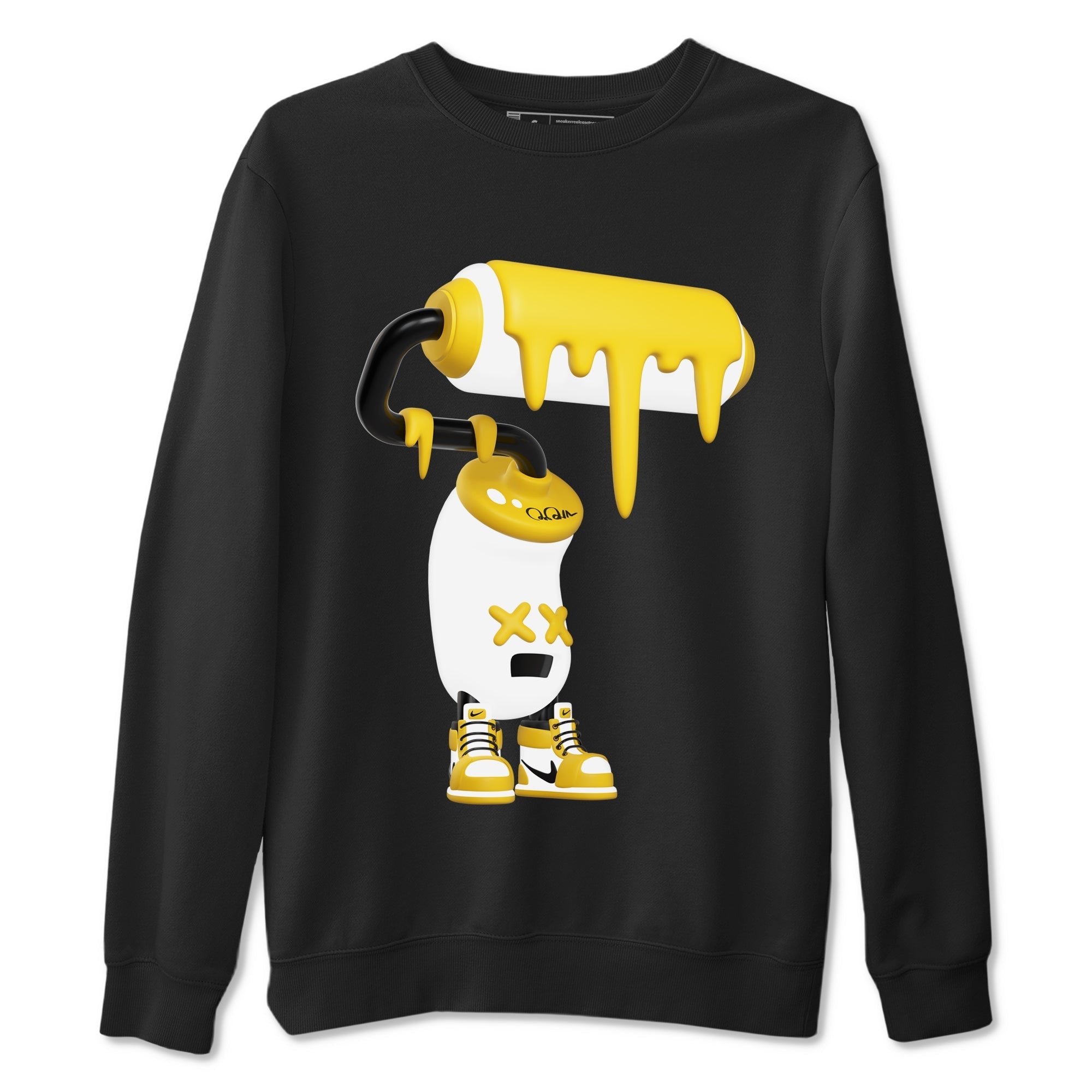 1s Yellow Ochre shirt to match jordans 3D Paint Roller sneaker tees streetwear brand Air Jordan 1 Yellow Ochre Drip Gear Zone Brand unisex cotton Black 2 crew neck shirt