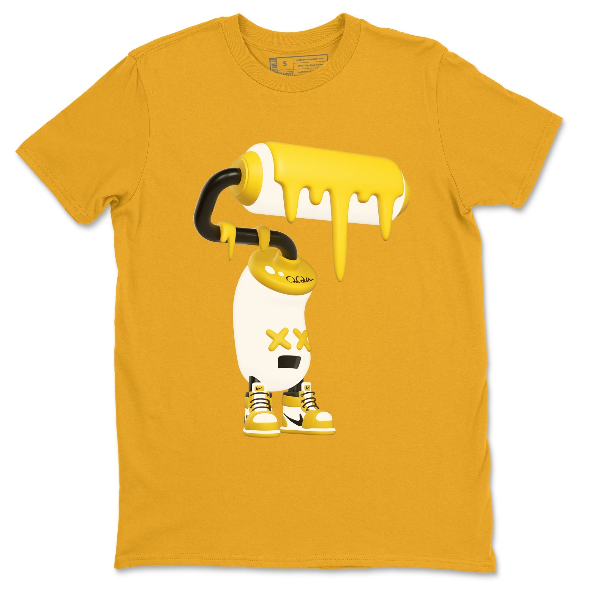 1s Yellow Ochre shirt to match jordans 3D Paint Roller sneaker tees streetwear brand Air Jordan 1 Yellow Ochre Drip Gear Zone Brand unisex cotton Gold 2 crew neck shirt