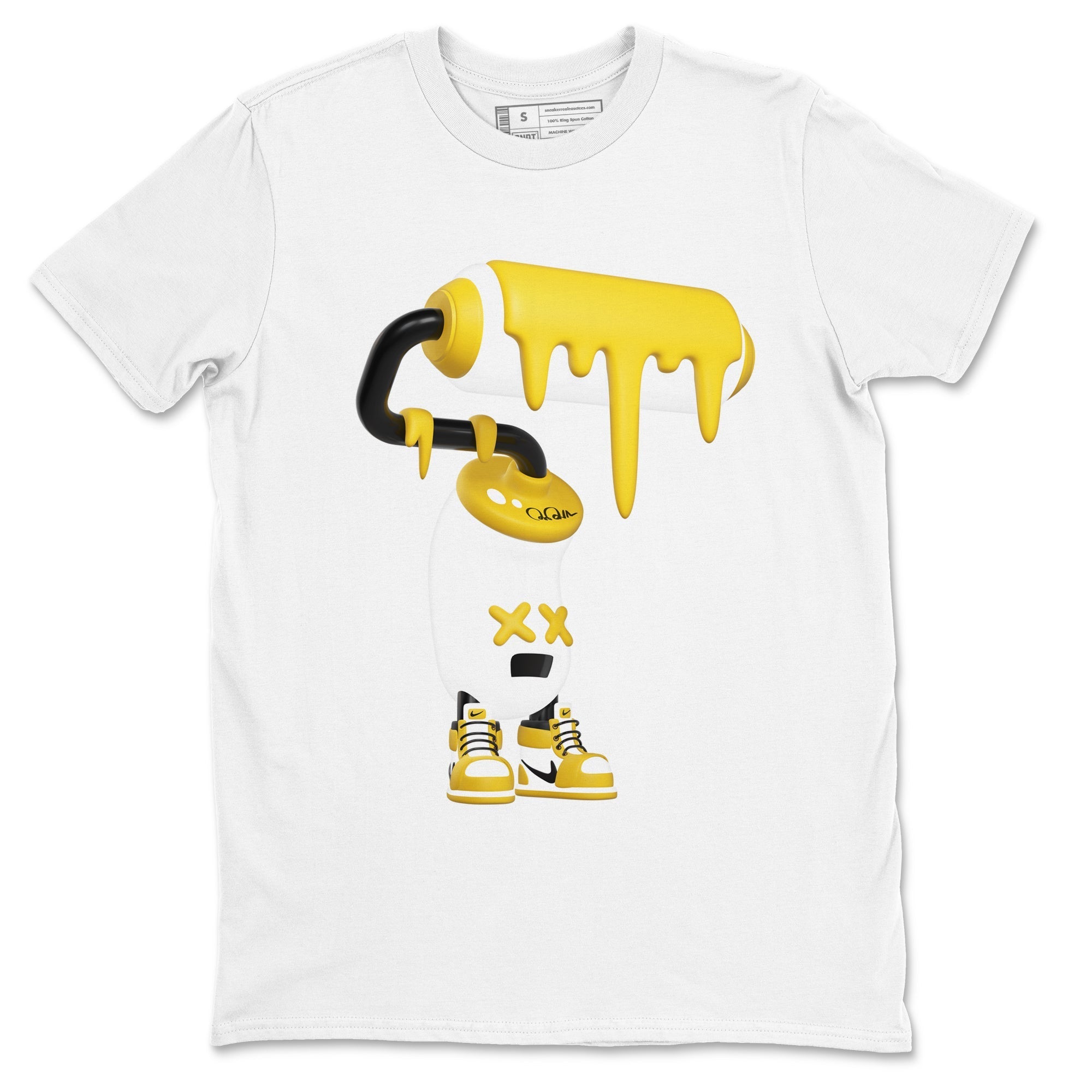 1s Yellow Ochre shirt to match jordans 3D Paint Roller sneaker tees streetwear brand Air Jordan 1 Yellow Ochre Drip Gear Zone Brand unisex cotton White 2 crew neck shirt