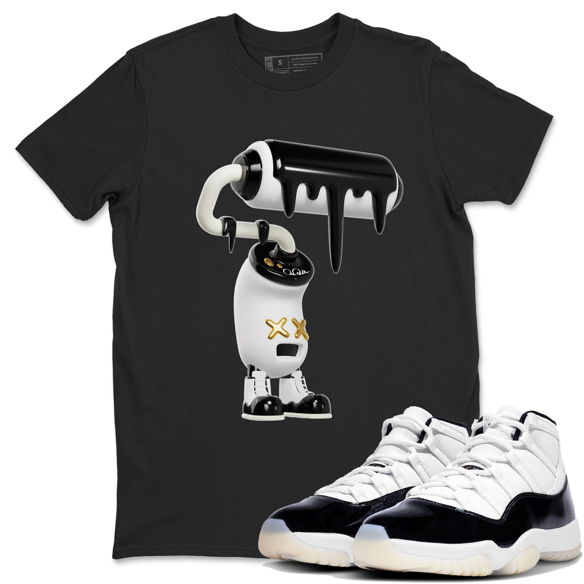 Air Jordan 11 Gratitude shirt to match jordans 3D Paint Roller sneaker tees AJ11 Gratitude Drip Gear Zone Unisex Black 1 T-Shirt