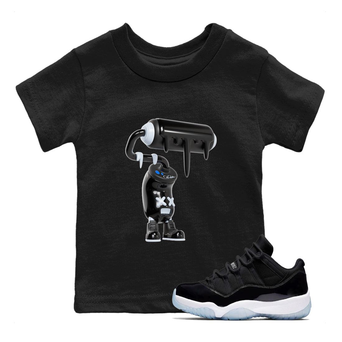 Air Jordan 11 Space shirt to match jordans 3D Paint Roller sneaker tees AJ11 Space Drip Gear Zone baby toddler Black 1 cotton Shirt