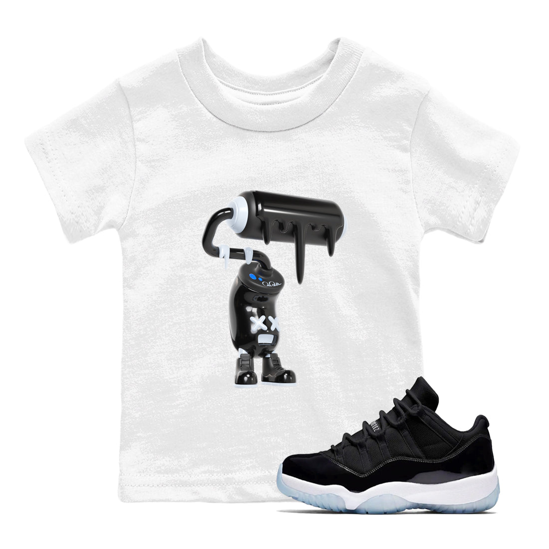 Air Jordan 11 Space shirt to match jordans 3D Paint Roller sneaker tees AJ11 Space Drip Gear Zone baby toddler White 1 cotton Shirt