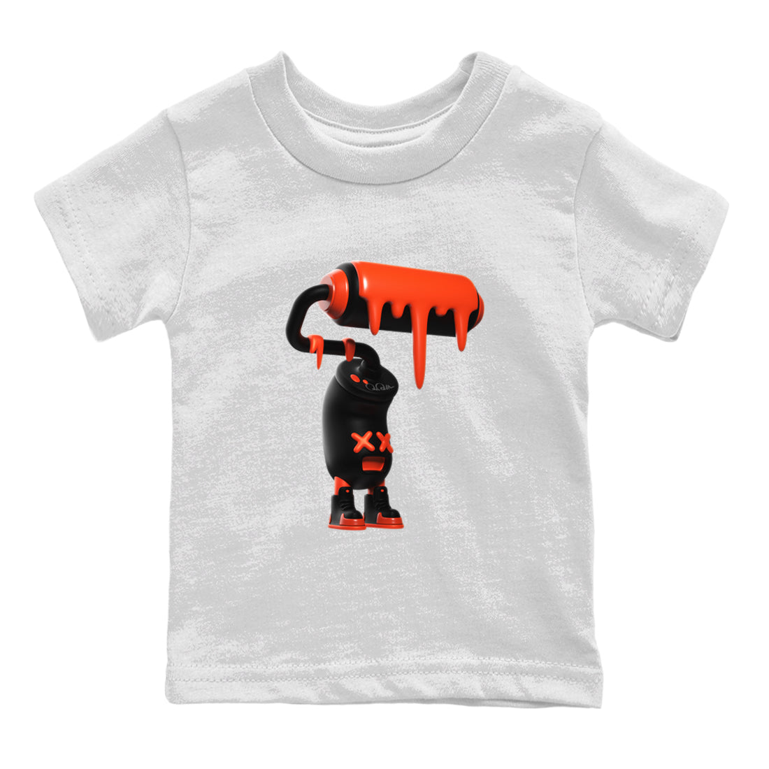 Air Jordan 12 Brilliant Orange Sneaker Match Tees 3D Paint Roller Streetwear Sneaker Shirt AJ12 Brilliant Orange Sneaker Release Tees Kids Shirts White 2