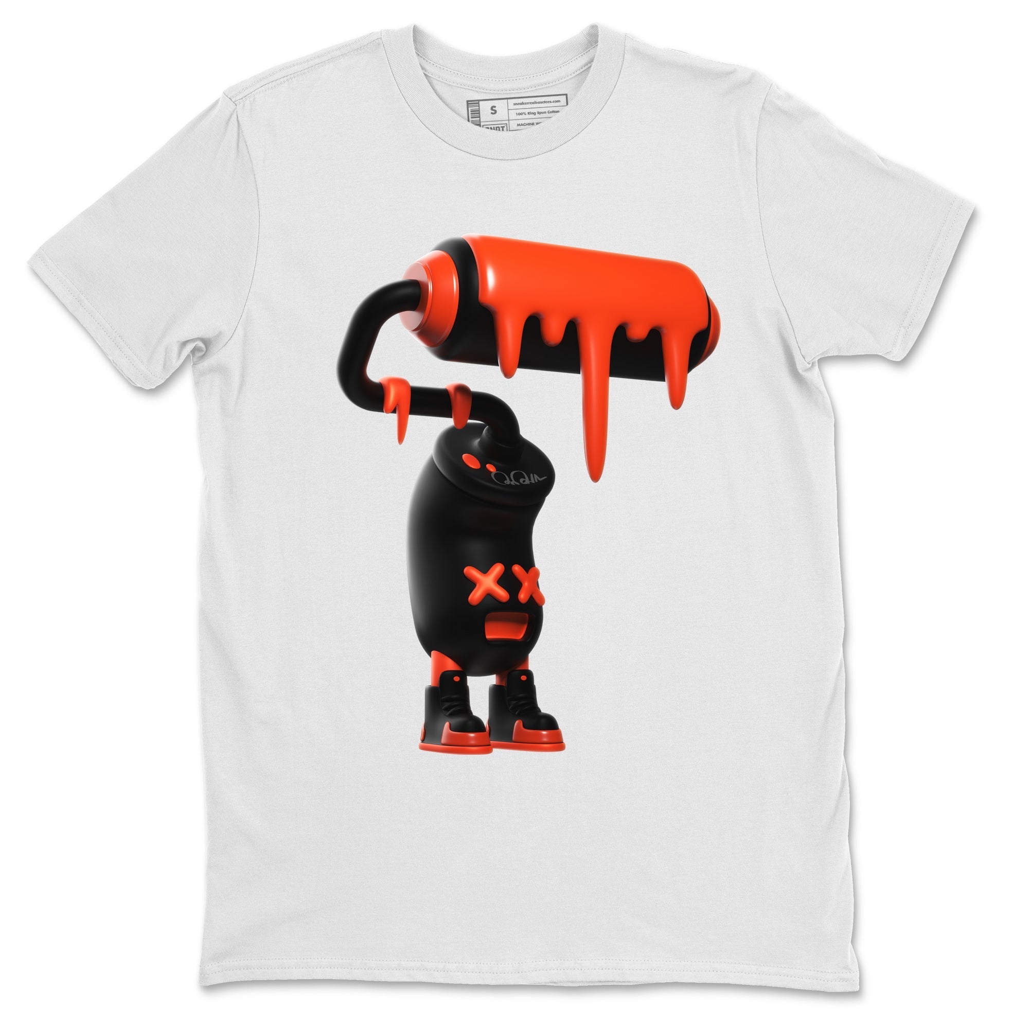 Air Jordan 12 Brilliant Orange Sneaker Match Tees 3D Paint Roller Streetwear Sneaker Shirt AJ12 Brilliant Orange Sneaker Release Tees Unisex Shirts White 2