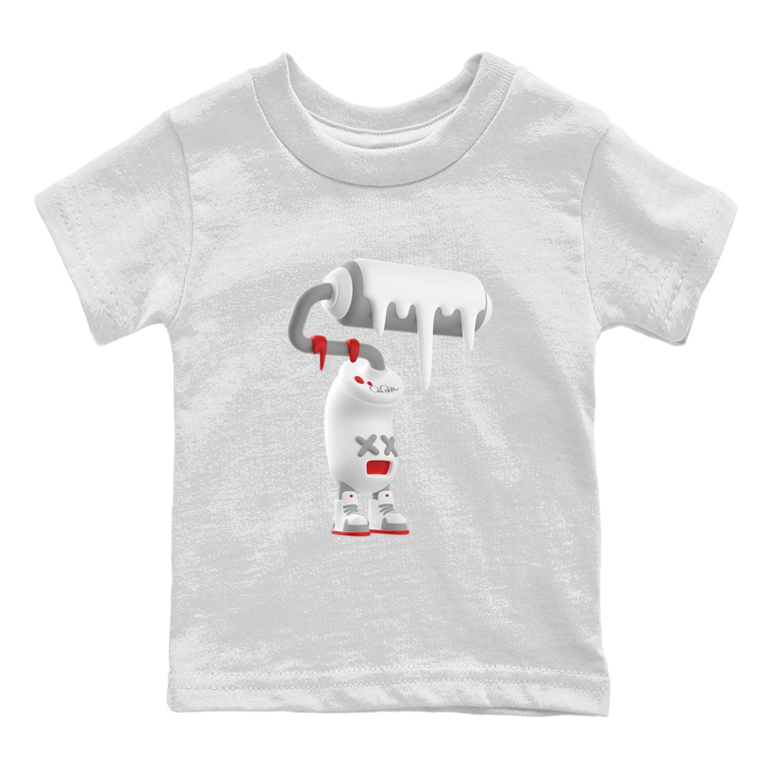 Air Jordan 13 Wolf Grey Sneaker Match Tees 3D Paint Roller Streetwear Sneaker Shirt AJ13 Wolf Grey Sneaker Release Tees Kids Shirts White 2