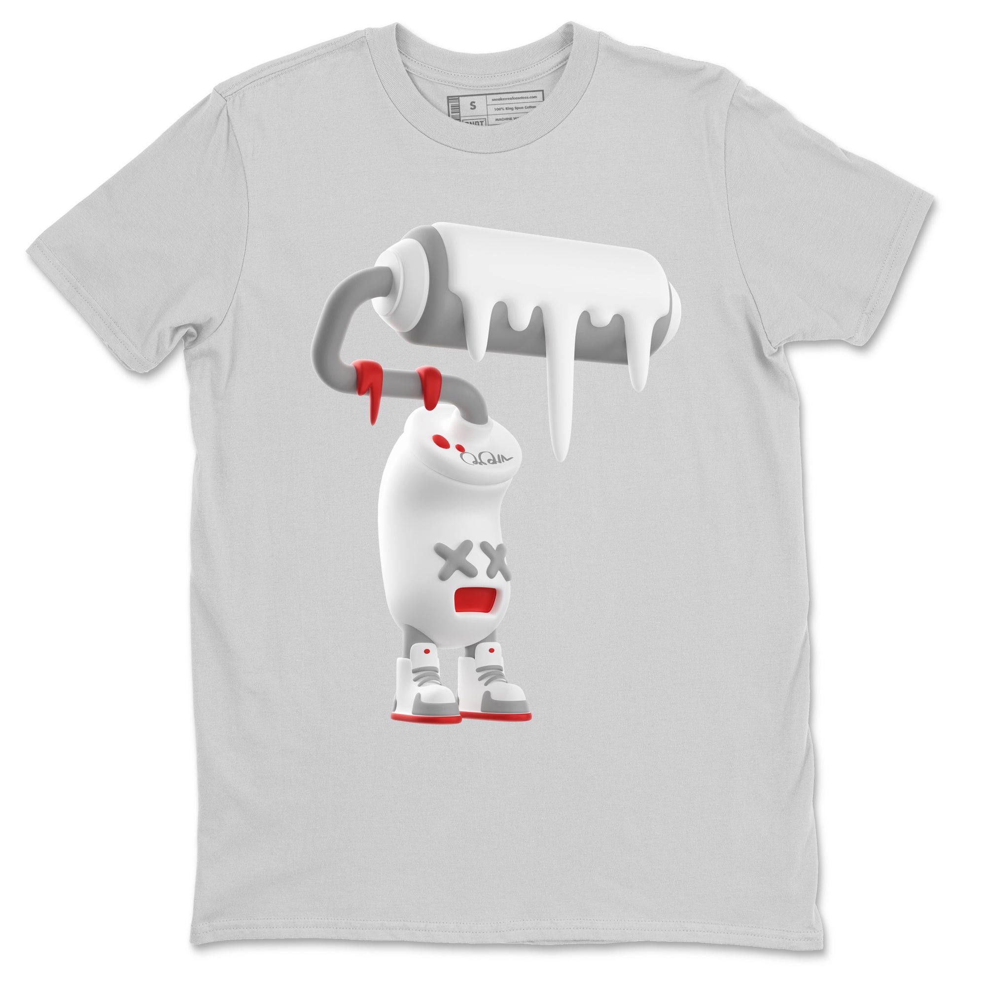 Air Jordan 13 Wolf Grey Sneaker Match Tees 3D Paint Roller Streetwear Sneaker Shirt AJ13 Wolf Grey Sneaker Release Tees Unisex Shirts Silver 2