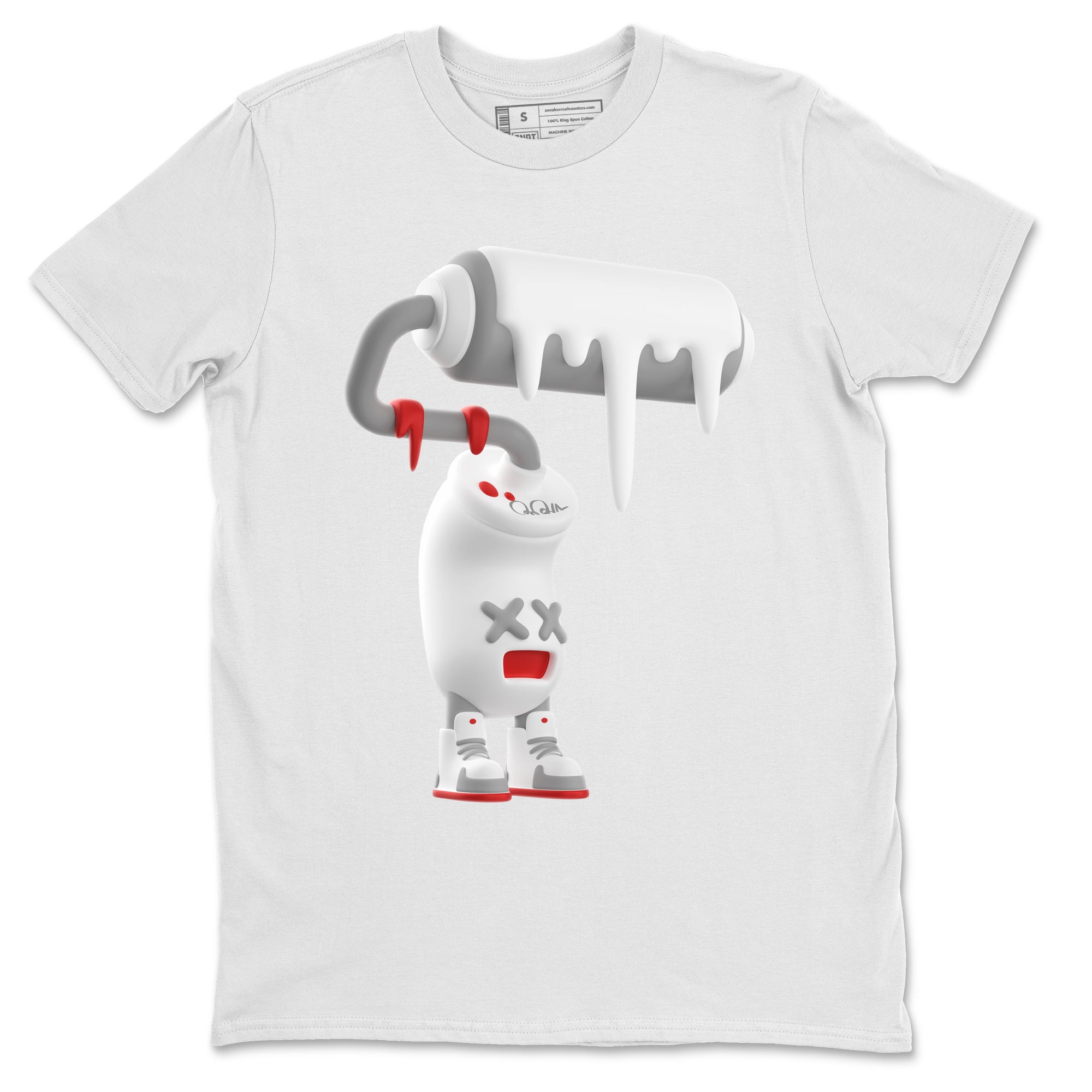 Air Jordan 13 Wolf Grey Sneaker Match Tees 3D Paint Roller Streetwear Sneaker Shirt AJ13 Wolf Grey Sneaker Release Tees Unisex Shirts White 2