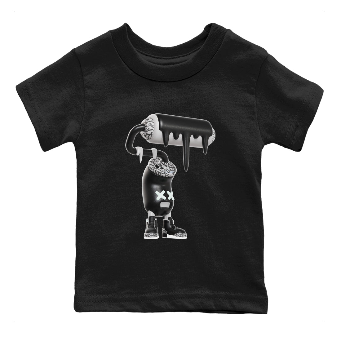 3s Green Glow shirt to match jordans 3D Paint Roller sneaker tees Air Jordan 3 Green Glow Drip Gear Zone baby toddler Black 2 cotton Shirt