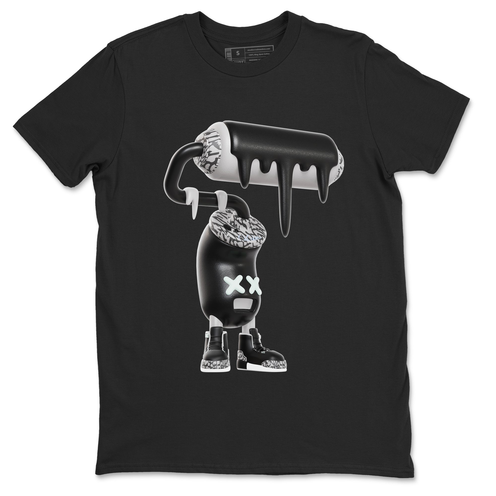3s Green Glow shirt to match jordans 3D Paint Roller sneaker tees Air Jordan 3 Green Glow Drip Gear Zone unisex cotton Black 2 crew neck shirt