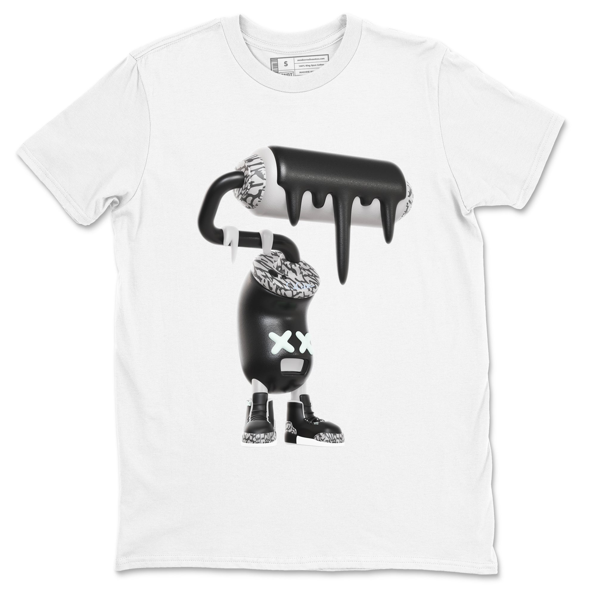 3s Green Glow shirt to match jordans 3D Paint Roller sneaker tees Air Jordan 3 Green Glow Drip Gear Zone unisex cotton White 2 crew neck shirt