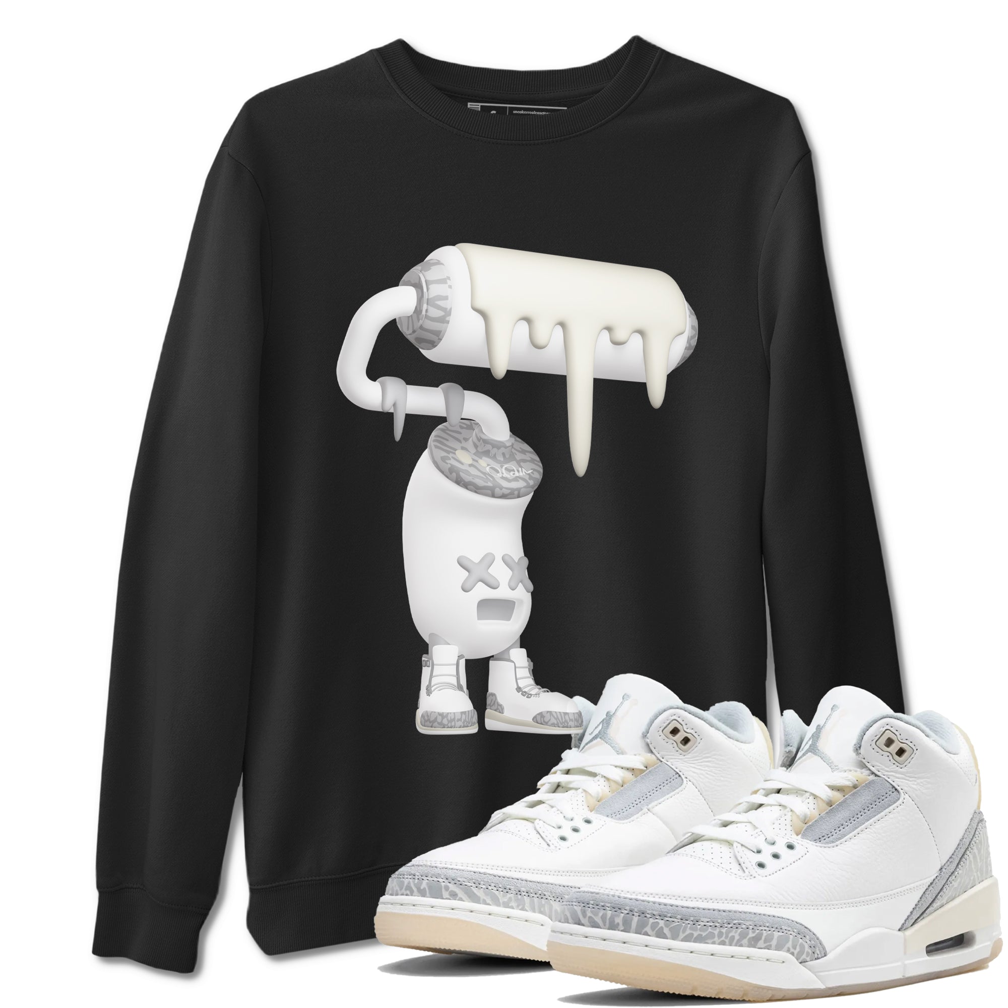 3s Ivory shirt to match jordans 3D Paint Roller sneaker tees Air Jordan 3 Ivory Drip Gear Zone unisex cotton Black 1 crew neck shirt