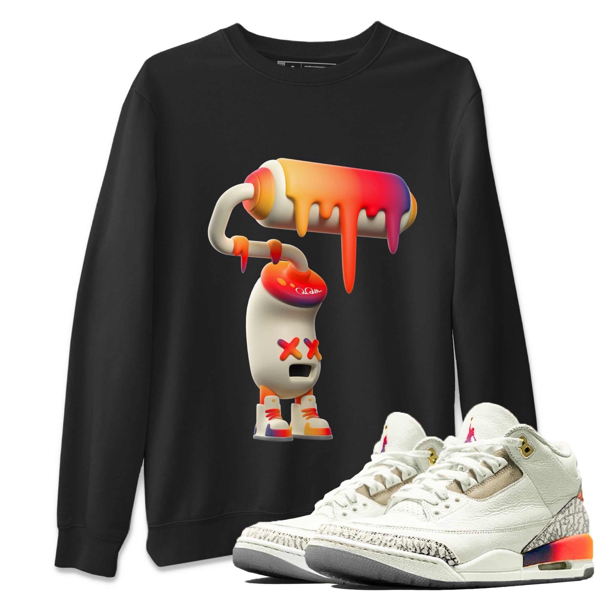 Air Jordan 3 J Balvin shirt to match jordans 3D Paint Roller Streetwear Sneaker Shirt AJ3 Balvin  Drip Gear Zone Sneaker Matching Clothing LGBTQ Gay Pride T-Shirt Unisex Black 1 T-Shirt