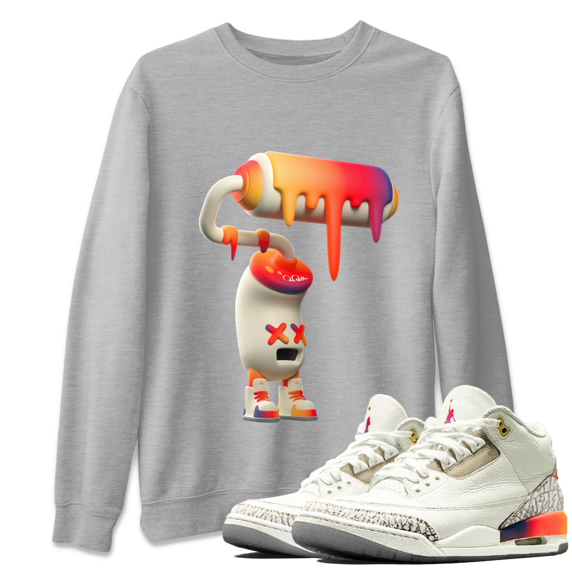 Air Jordan 3 J Balvin shirt to match jordans 3D Paint Roller Streetwear Sneaker Shirt AJ3 Balvin  Drip Gear Zone Sneaker Matching Clothing LGBTQ Gay Pride T-Shirt Unisex Heather Grey 1 T-Shirt