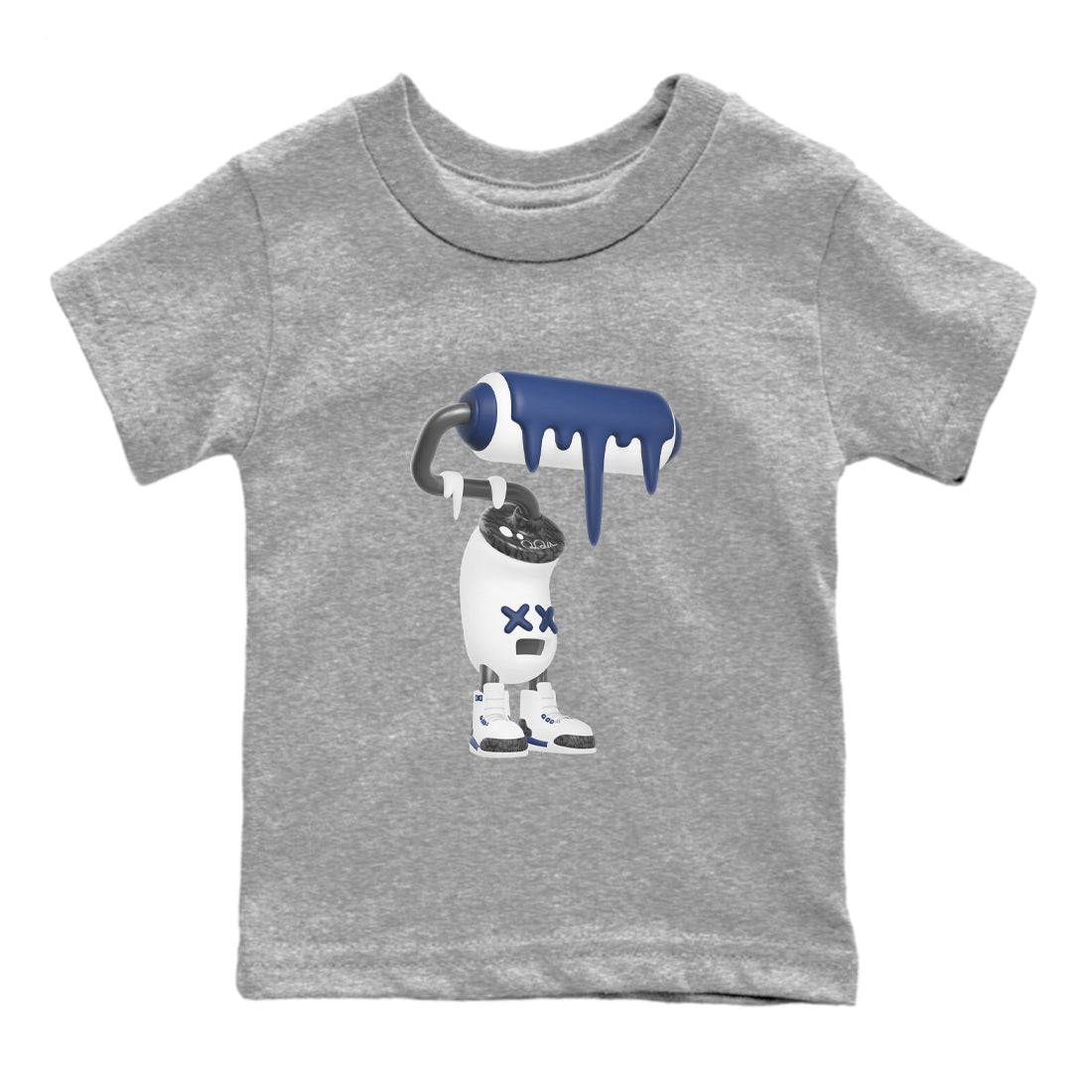 3s Midnight Navy shirt to match jordans 3D Paint Roller sneaker match t-shirt AJ3 Midnight Navy Drip Gear Zone baby toddler Heather Grey 2 Crew Neck T-Shirt