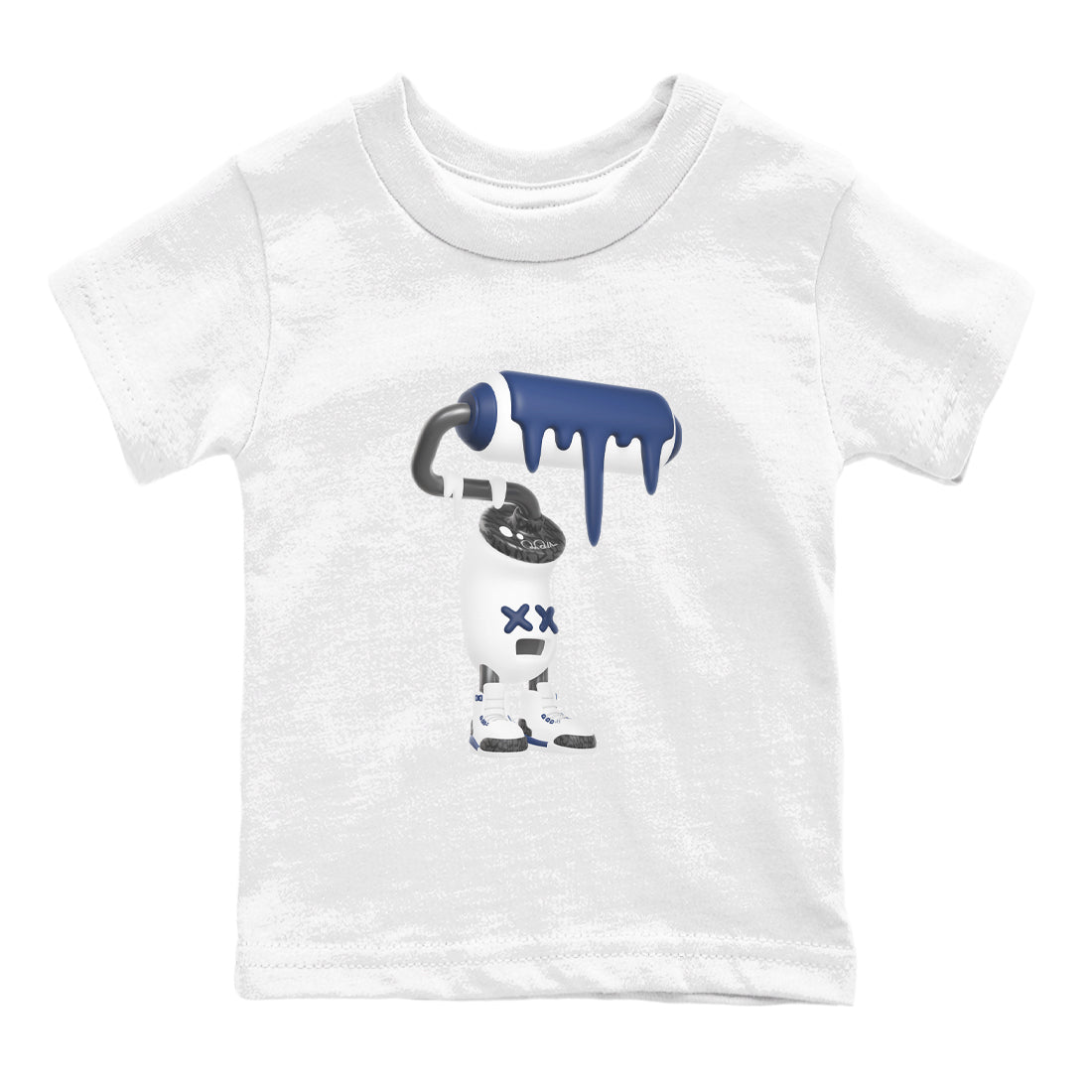 3s Midnight Navy shirt to match jordans 3D Paint Roller sneaker match t-shirt AJ3 Midnight Navy Drip Gear Zone baby toddler White 2 Crew Neck T-Shirt