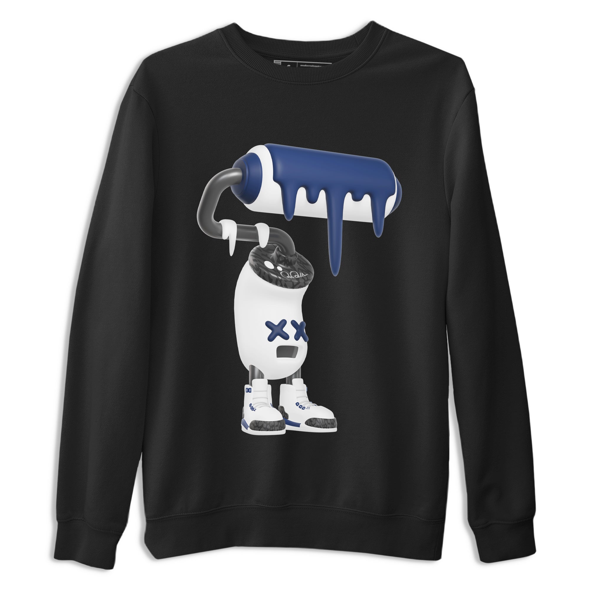 3s Midnight Navy shirt to match jordans 3D Paint Roller sneaker match t-shirt AJ3 Midnight Navy Drip Gear Zone unisex cotton Black 2 Crew Neck T-Shirt