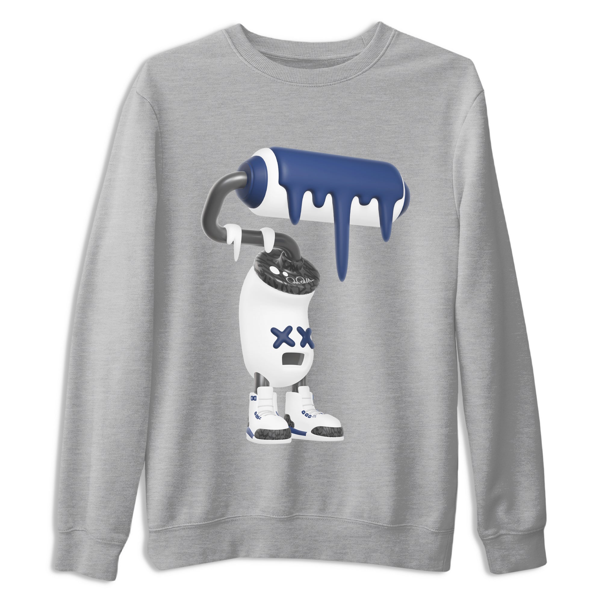 3s Midnight Navy shirt to match jordans 3D Paint Roller sneaker match t-shirt AJ3 Midnight Navy Drip Gear Zone unisex cotton Heather Grey 2 Crew Neck T-Shirt