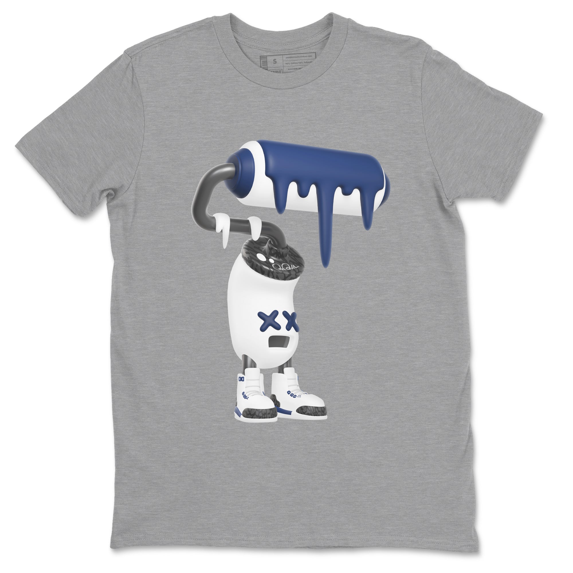 3s Midnight Navy shirt to match jordans 3D Paint Roller sneaker match t-shirt AJ3 Midnight Navy Drip Gear Zone unisex cotton Heather Grey 2 Crew Neck T-Shirt