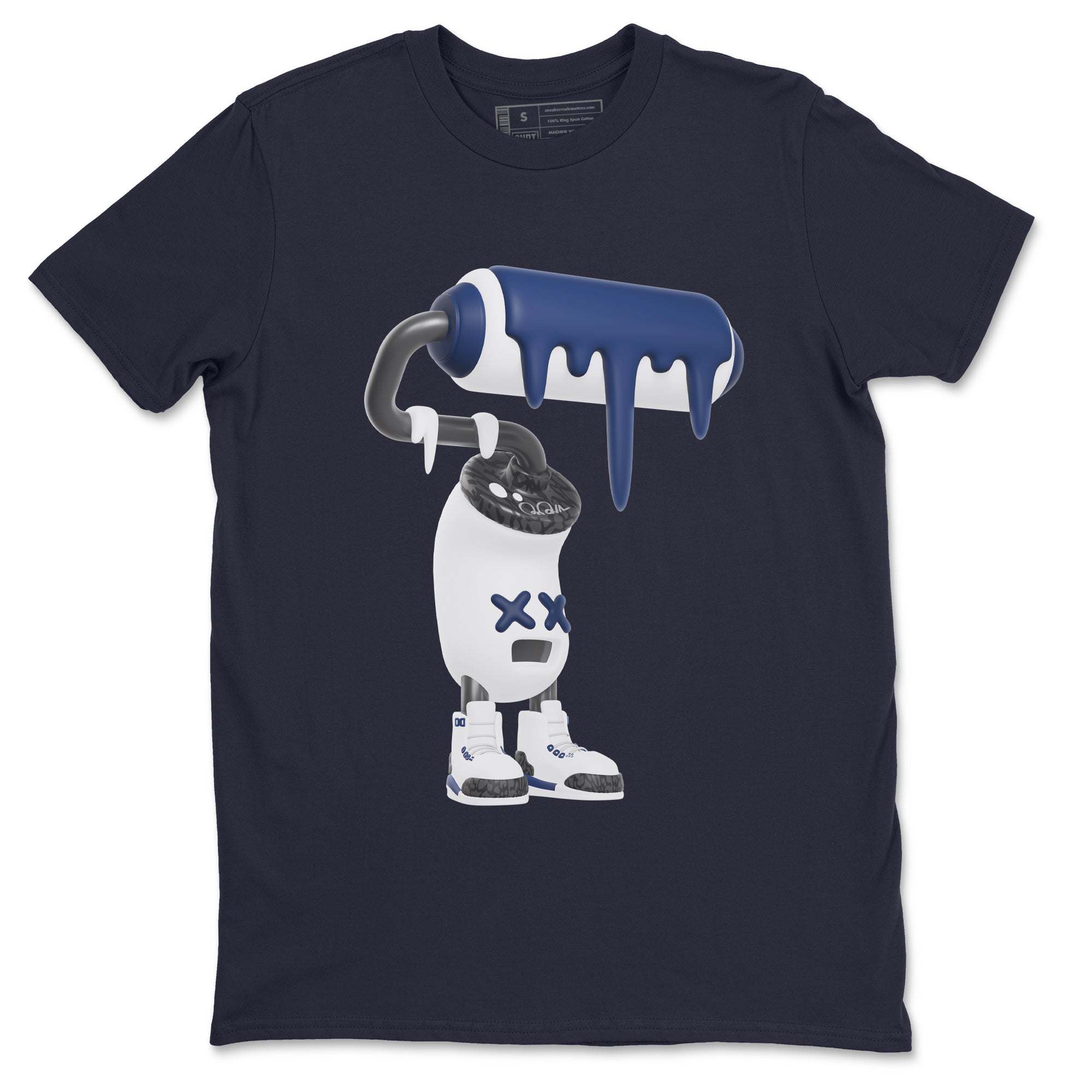 3s Midnight Navy shirt to match jordans 3D Paint Roller sneaker match t-shirt AJ3 Midnight Navy Drip Gear Zone unisex cotton Navy 2 Crew Neck T-Shirt