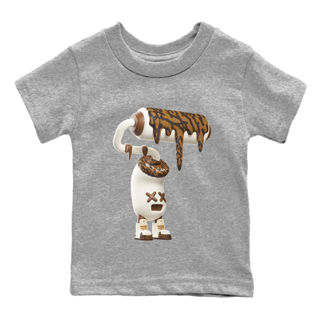 Air Jordan 3 Palomino Sneaker Match Tees 3D Paint Roller Streetwear Sneaker Shirt AJ3 Palomino Sneaker Release Tees Kids Shirts Heather Grey 2