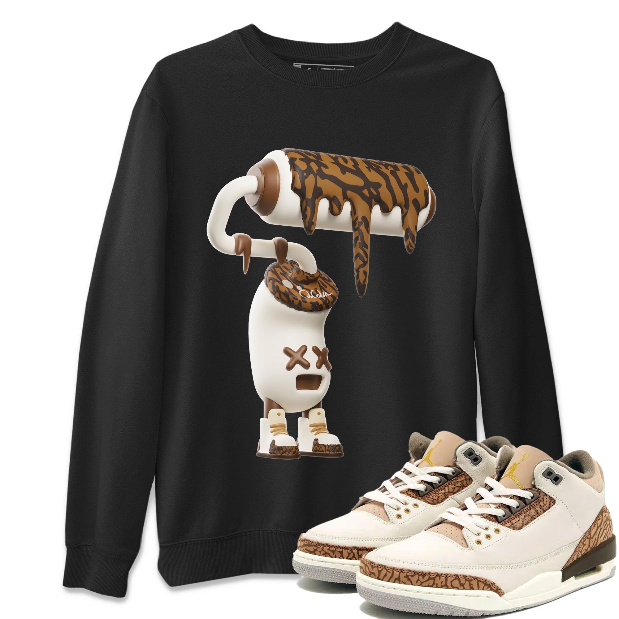 Air Jordan 3 Palomino Sneaker Match Tees 3D Paint Roller Streetwear Sneaker Shirt AJ3 Palomino Sneaker Release Tees Unisex Shirts Black 1