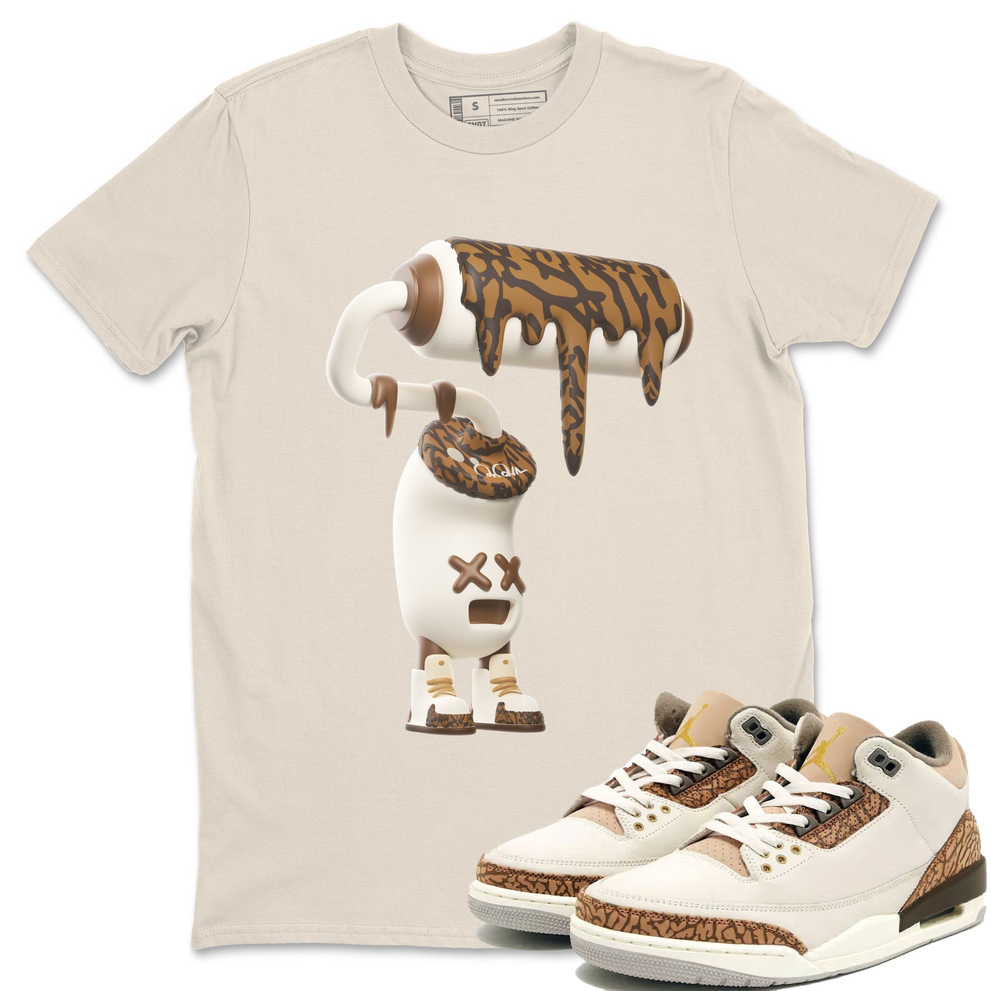Air Jordan 3 Palomino Sneaker Match Tees 3D Paint Roller Streetwear Sneaker Shirt AJ3 Palomino Sneaker Release Tees Unisex Shirts Natural 1