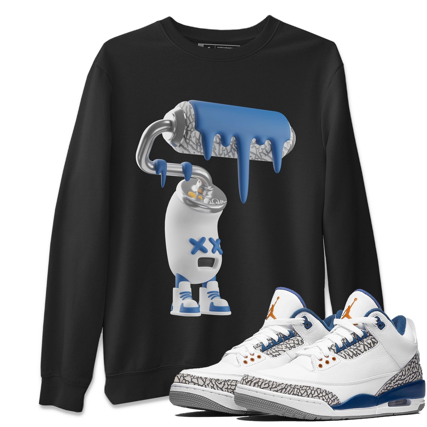 Air Jordan 3 Wizards Sneaker Match Tees 3D Paint Roller Streetwear Sneaker Shirt AJ3 NBA Wizards  Sneaker Release Tees Unisex Shirts Black 1