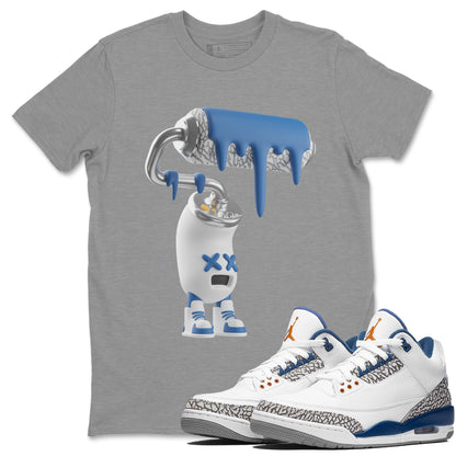 Air Jordan 3 Wizards Sneaker Match Tees 3D Paint Roller Streetwear Sneaker Shirt AJ3 NBA Wizards  Sneaker Release Tees Unisex Shirts Heather Grey 1