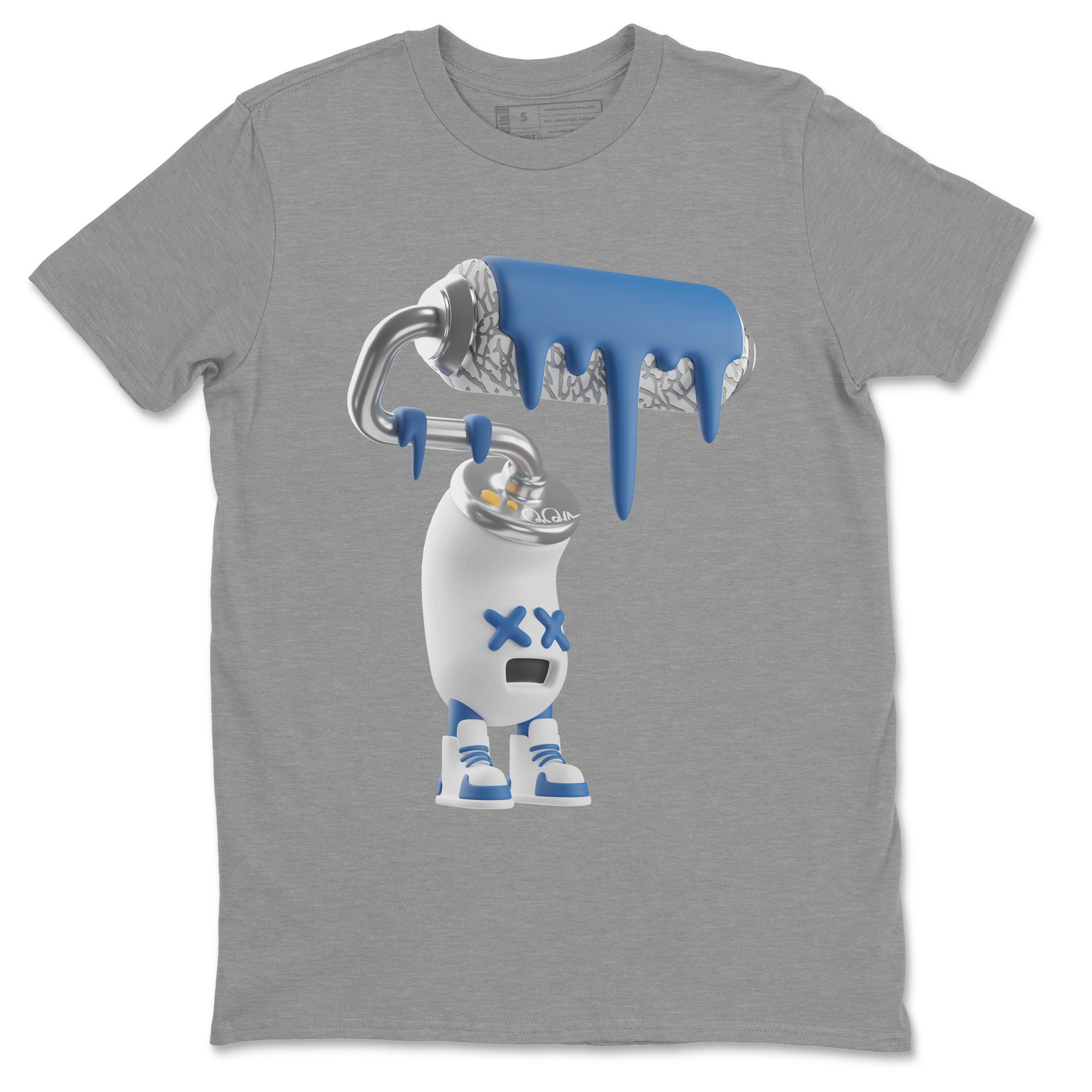 Air Jordan 3 Wizards Sneaker Match Tees 3D Paint Roller Streetwear Sneaker Shirt AJ3 NBA Wizards  Sneaker Release Tees Unisex Shirts Heather Grey 2